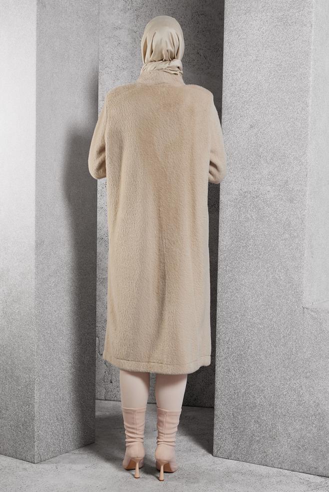 Vêtements hijab BRUN VESTE AVEC BROCHE 45160 - ALVİNA