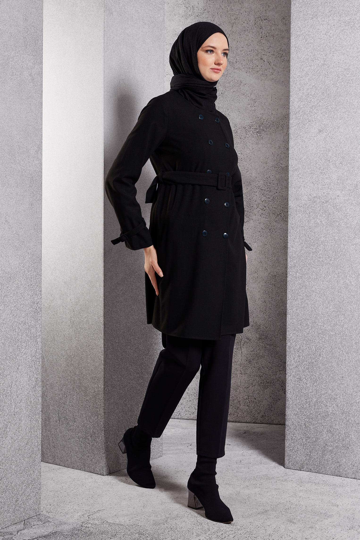 Hijab clothing BLACK BELTED JACKET 45167