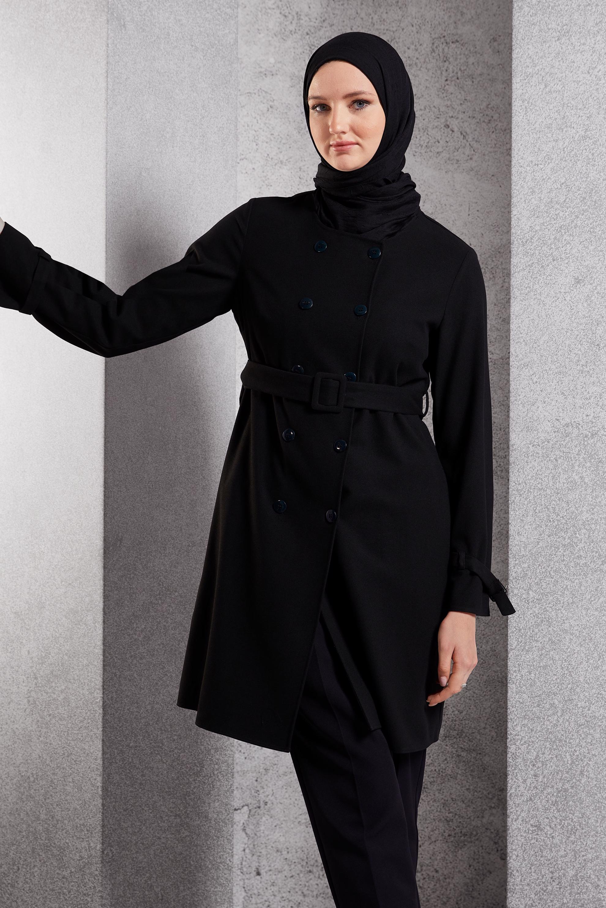 Hijab clothing BLACK BELTED JACKET 45167