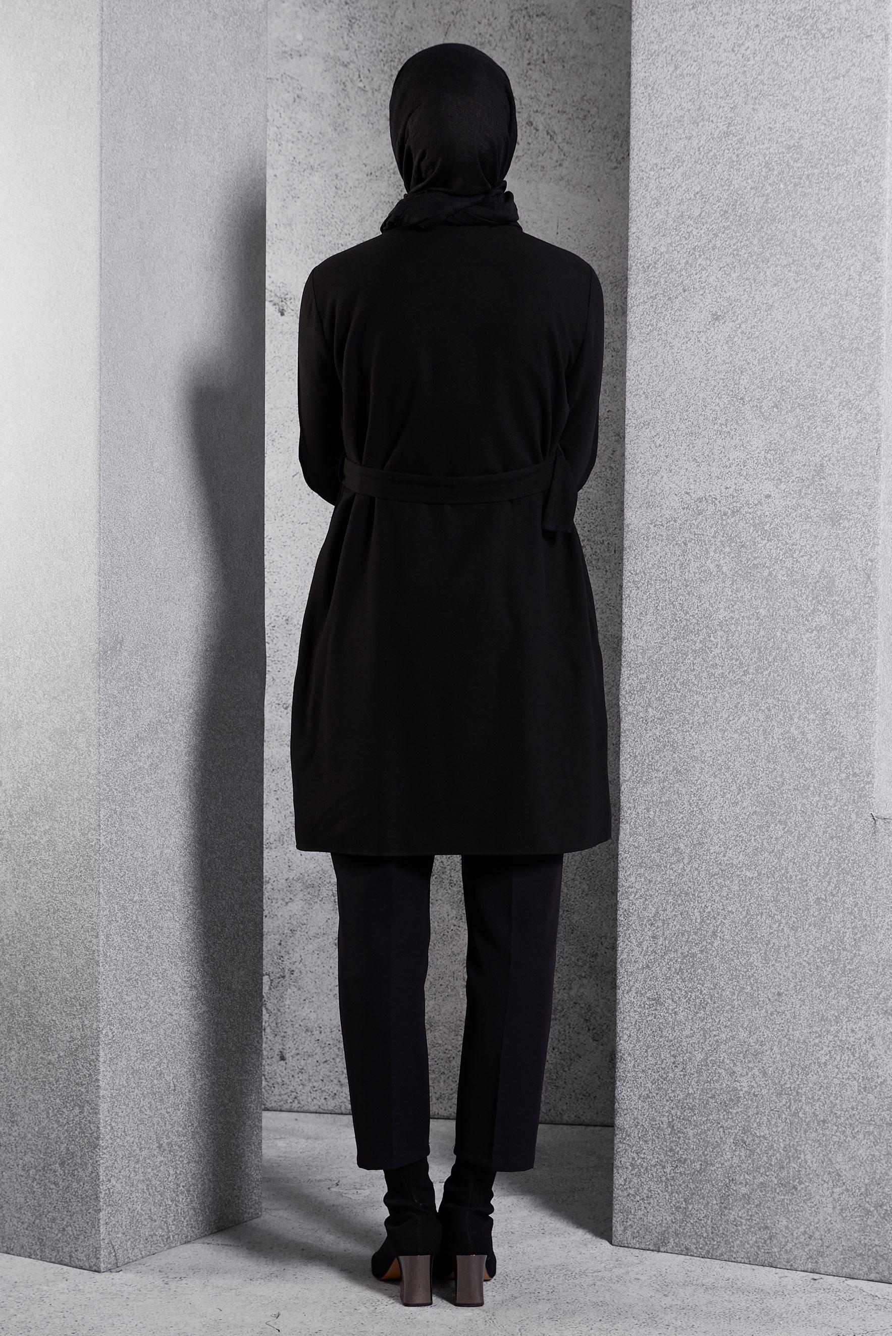 Hijab clothing BLACK BELTED JACKET 45167