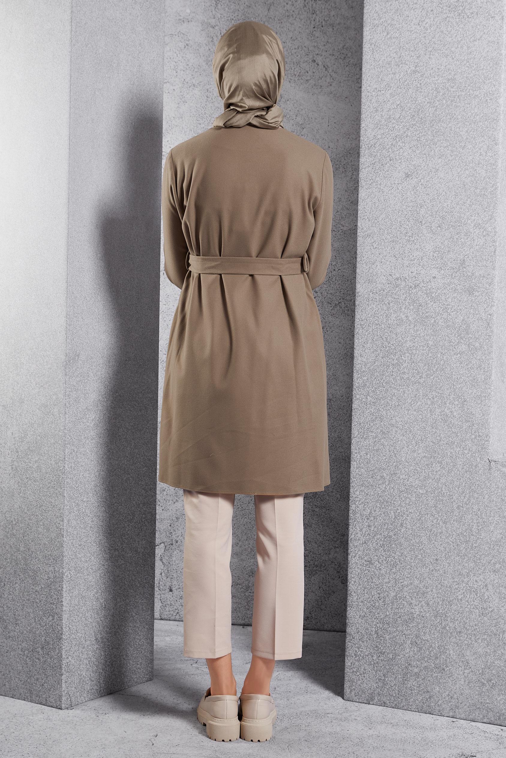 Hijab clothing BEIGE BELTED JACKET 45167