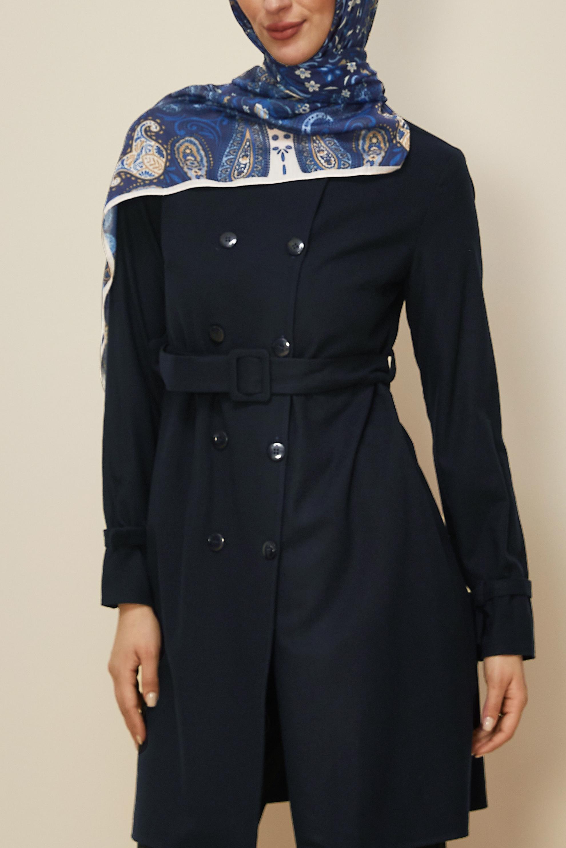 Hijab clothing NAVY BLUE BELTED JACKET 45167