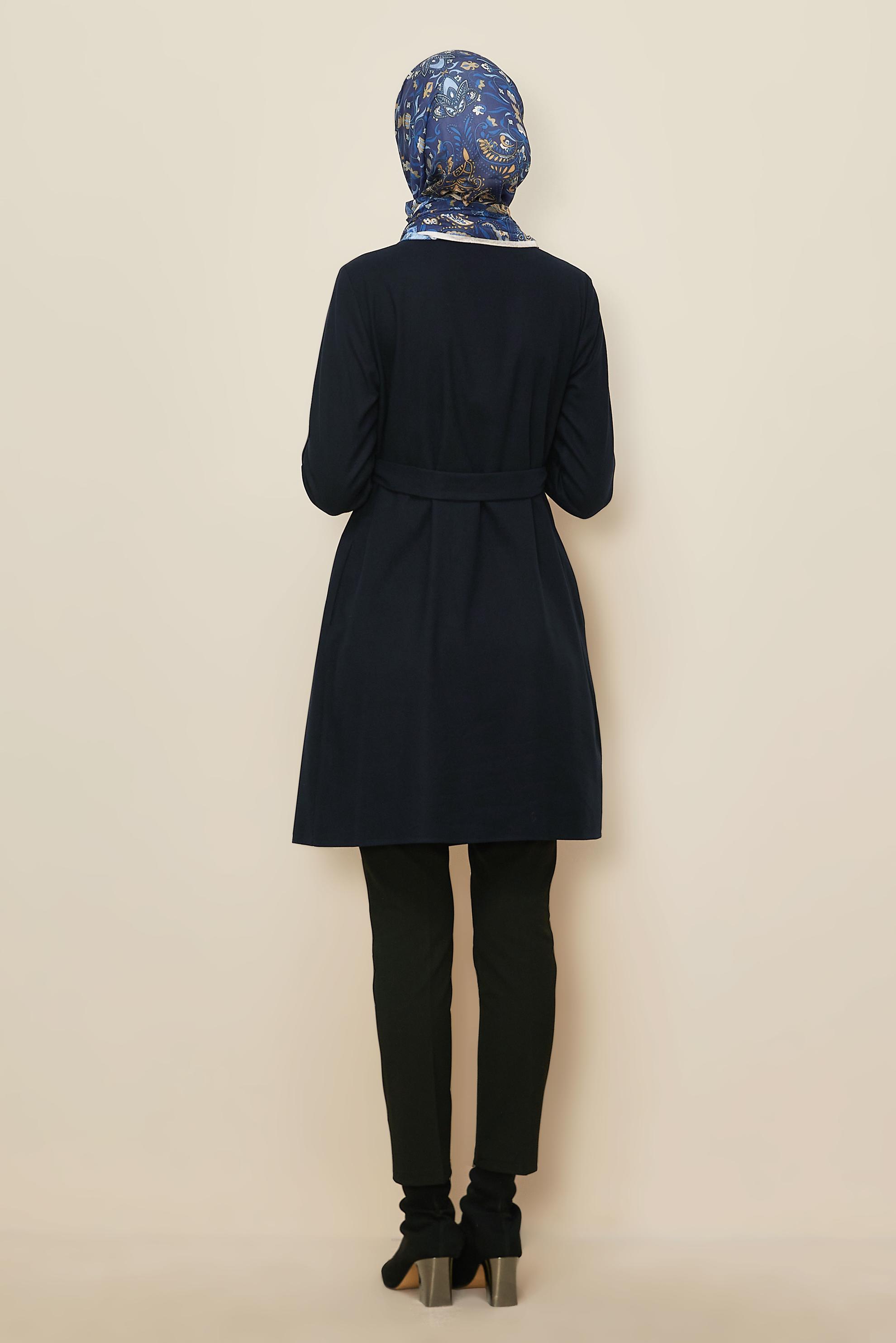 Hijab clothing NAVY BLUE BELTED JACKET 45167