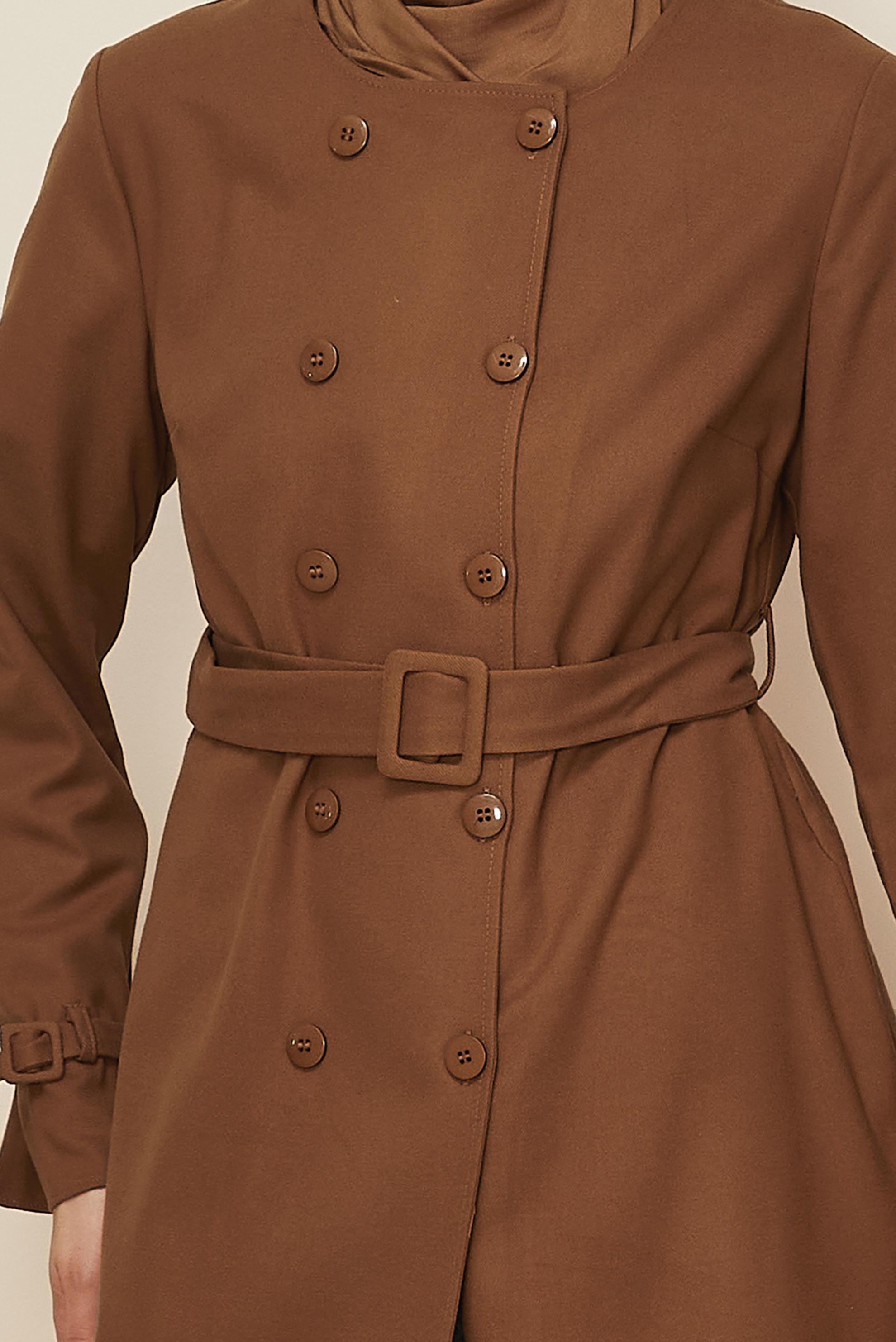 Tesettür giyim TABA KEMERLİ CEKET 45167