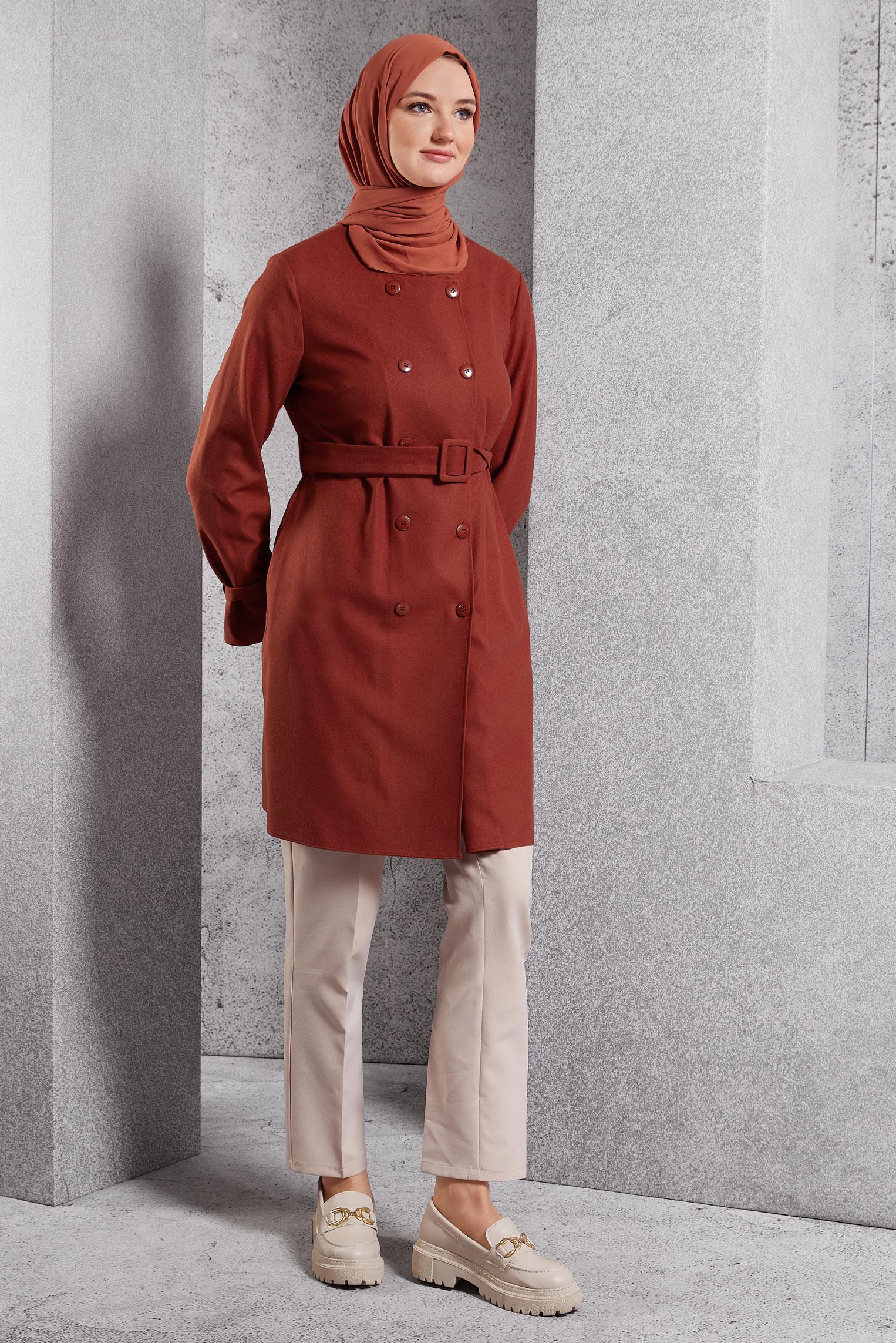 Hijab clothing ORANGE BELTED JACKET 45167