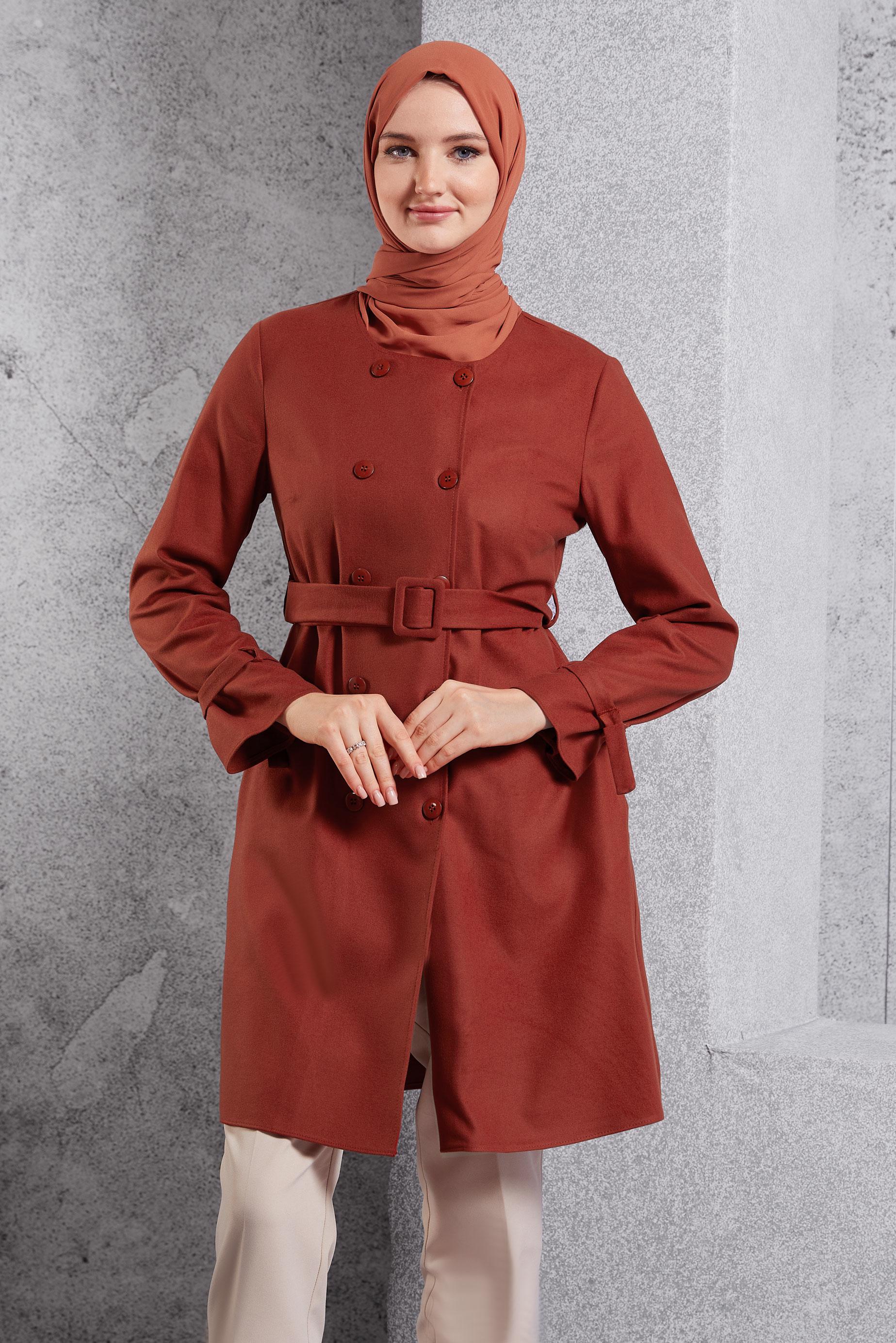 Hijab clothing ORANGE BELTED JACKET 45167