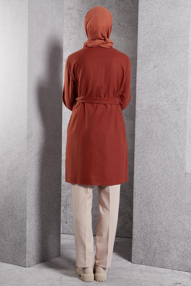 Hijab clothing ORANGE BELTED JACKET 45167 - ALVİNA