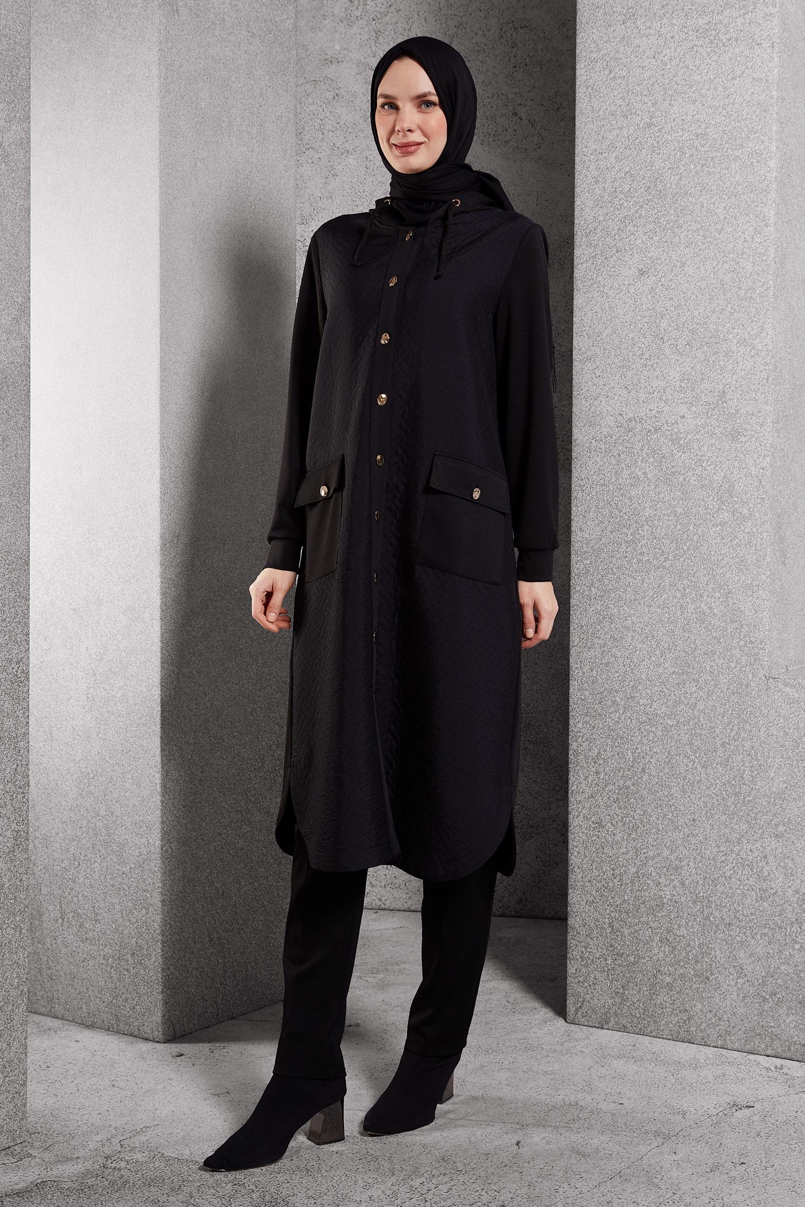 Hijab clothing BLACK HOODED JACKET 45199