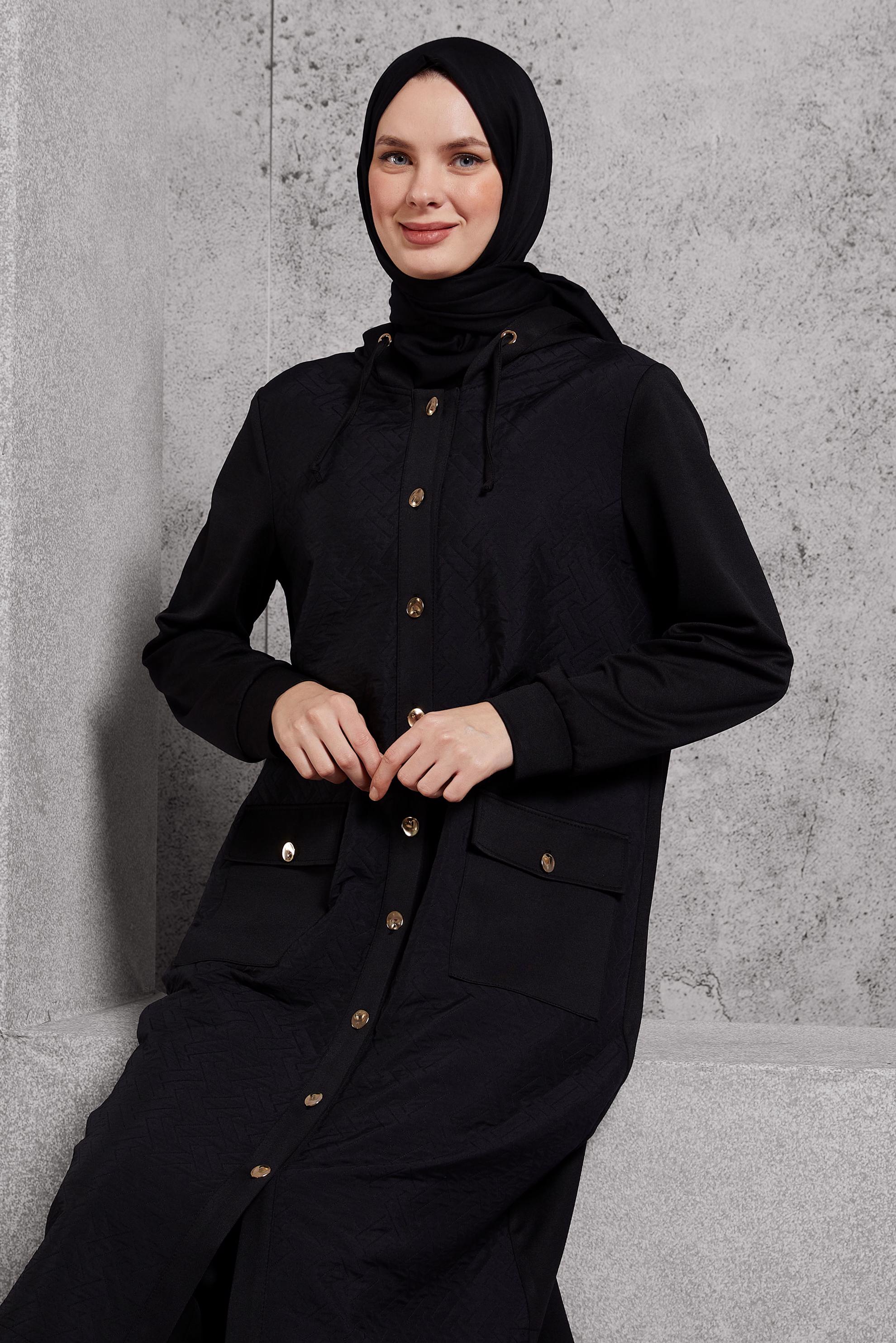 Hijab clothing BLACK HOODED JACKET 45199