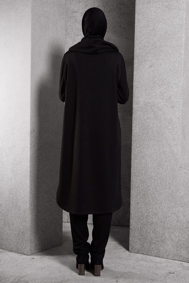 Vêtements hijab NOIR VESTE À CAPUCHE 45199 - ALVİNA