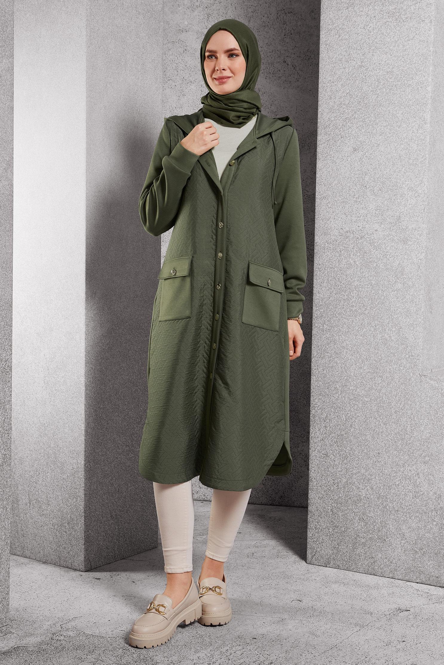 Hijab clothing KHAKI HOODED JACKET 45199