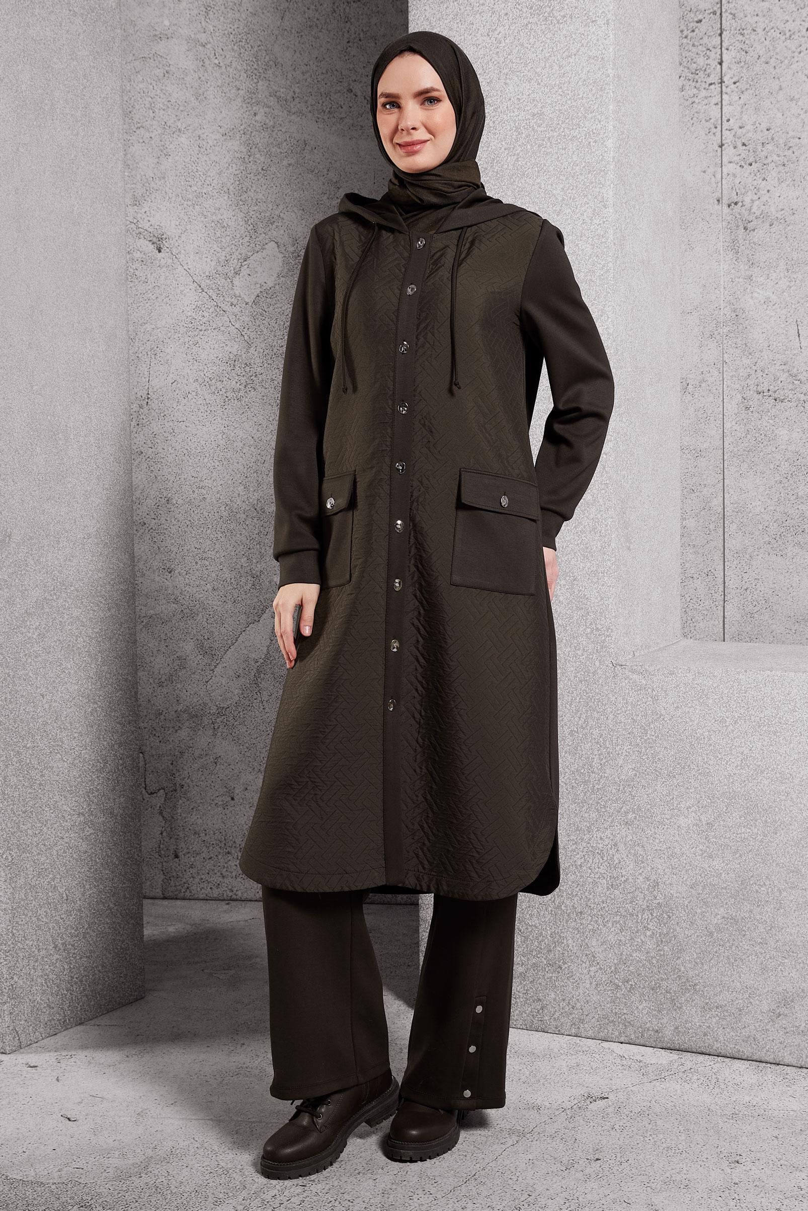 Hijab clothing BROWN HOODED JACKET 45199