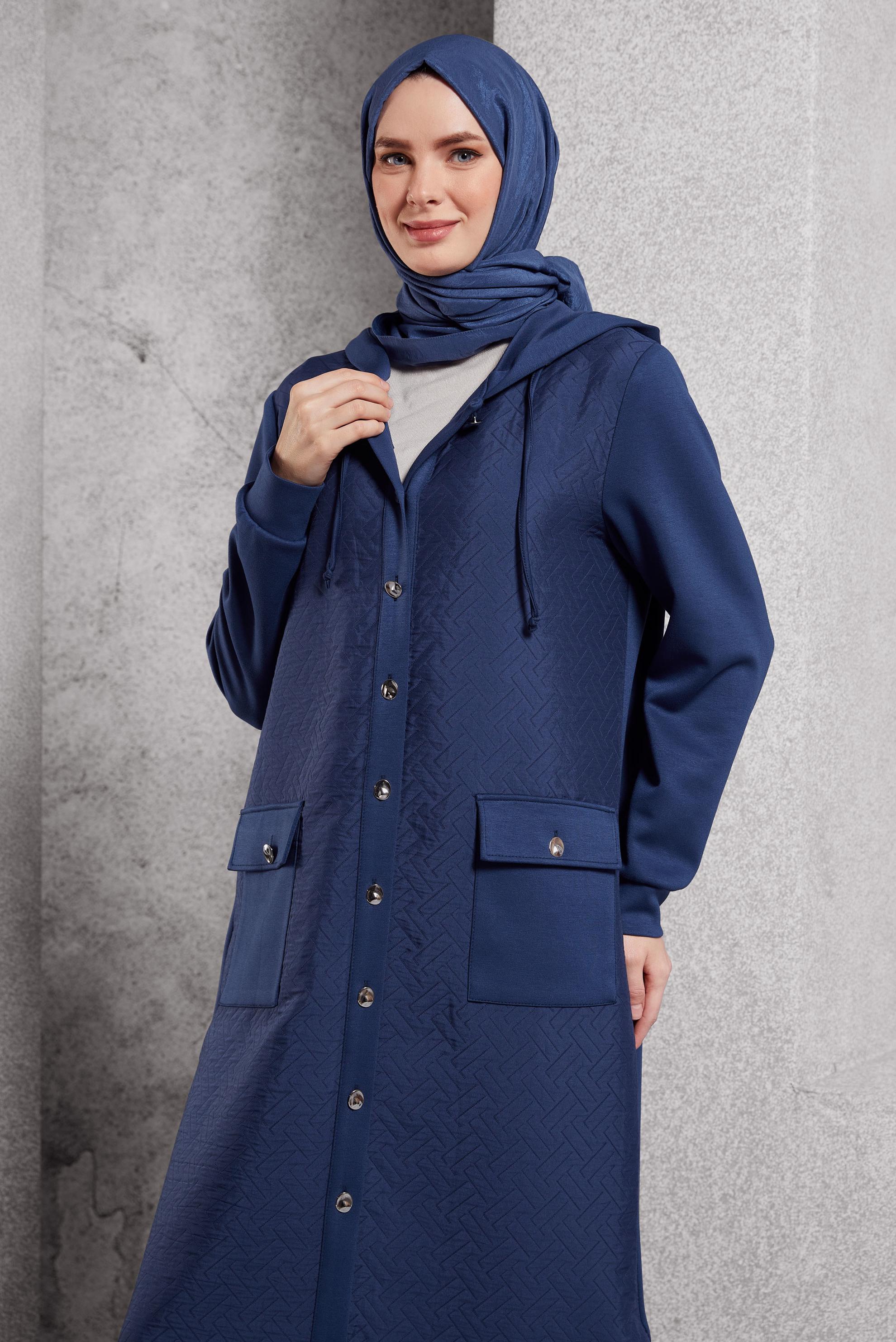 Hijab clothing NAVY BLUE HOODED JACKET 45199