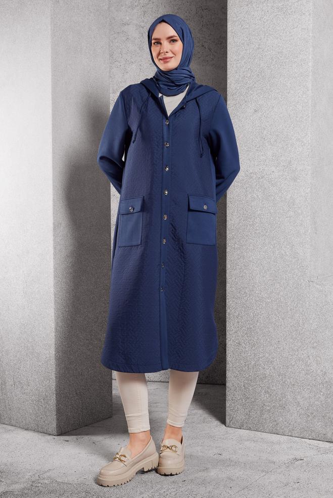 Vêtements hijab BLEU MARINE VESTE À CAPUCHE 45199 - ALVİNA