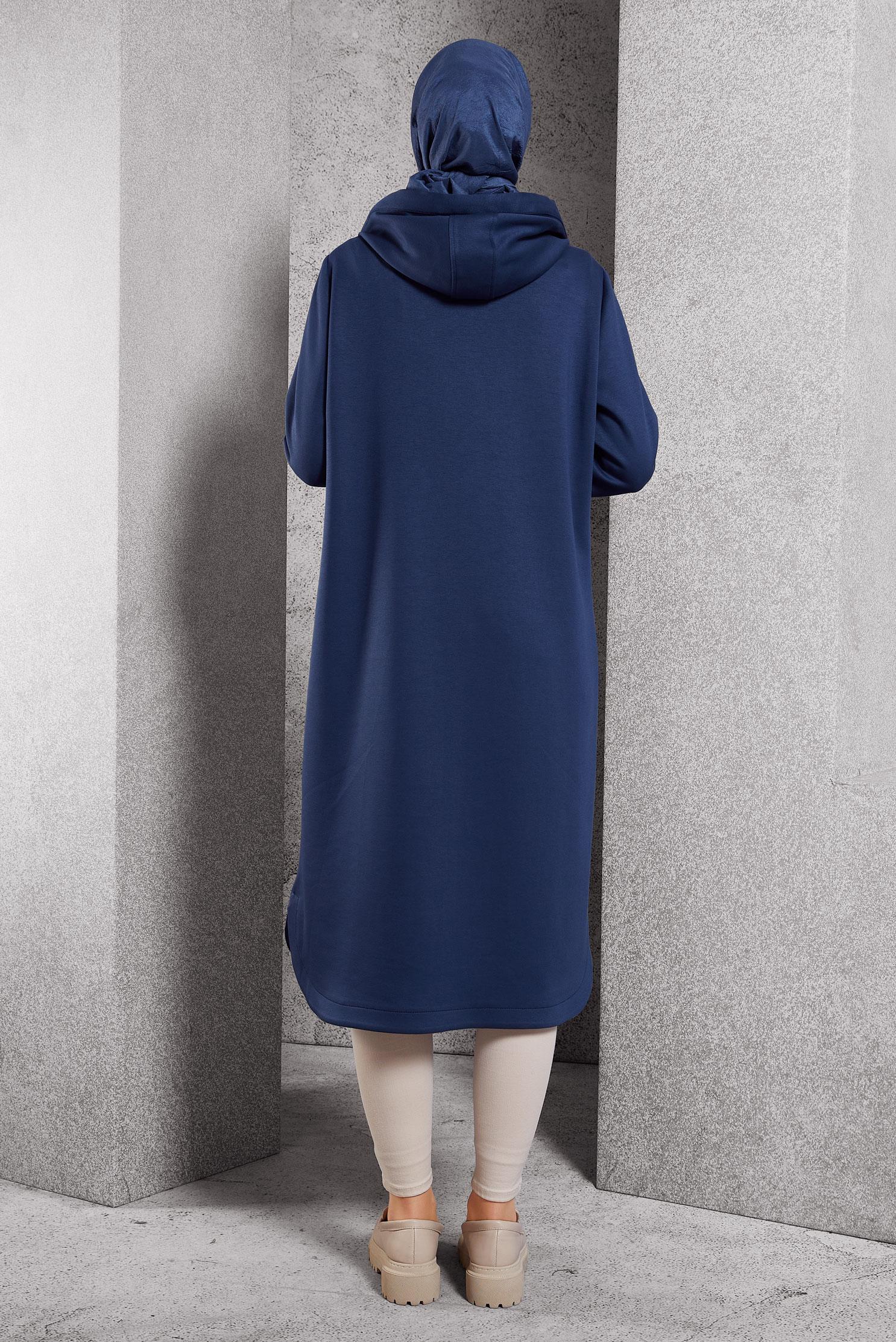 Hijab clothing NAVY BLUE HOODED JACKET 45199