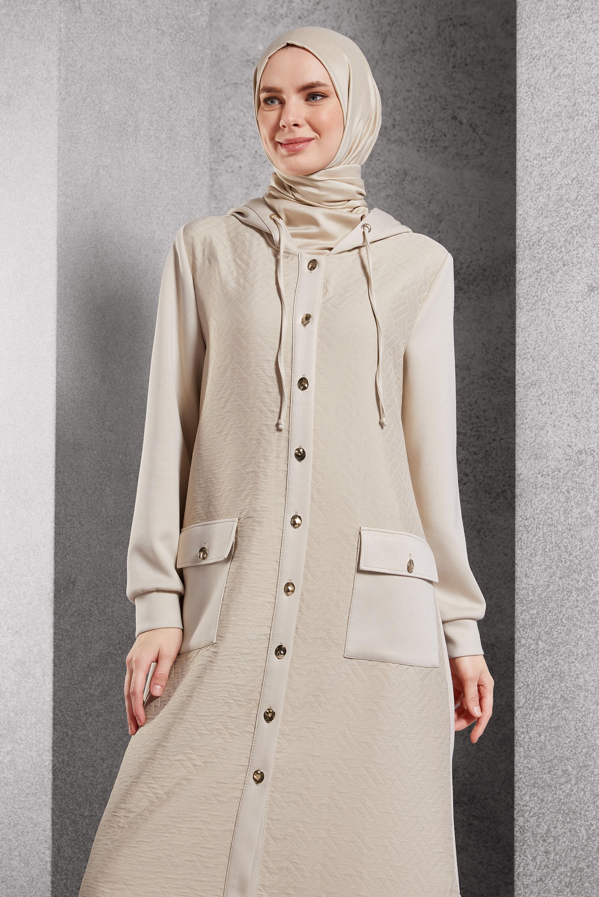 Hijab clothing ECRU HOODED JACKET 45199