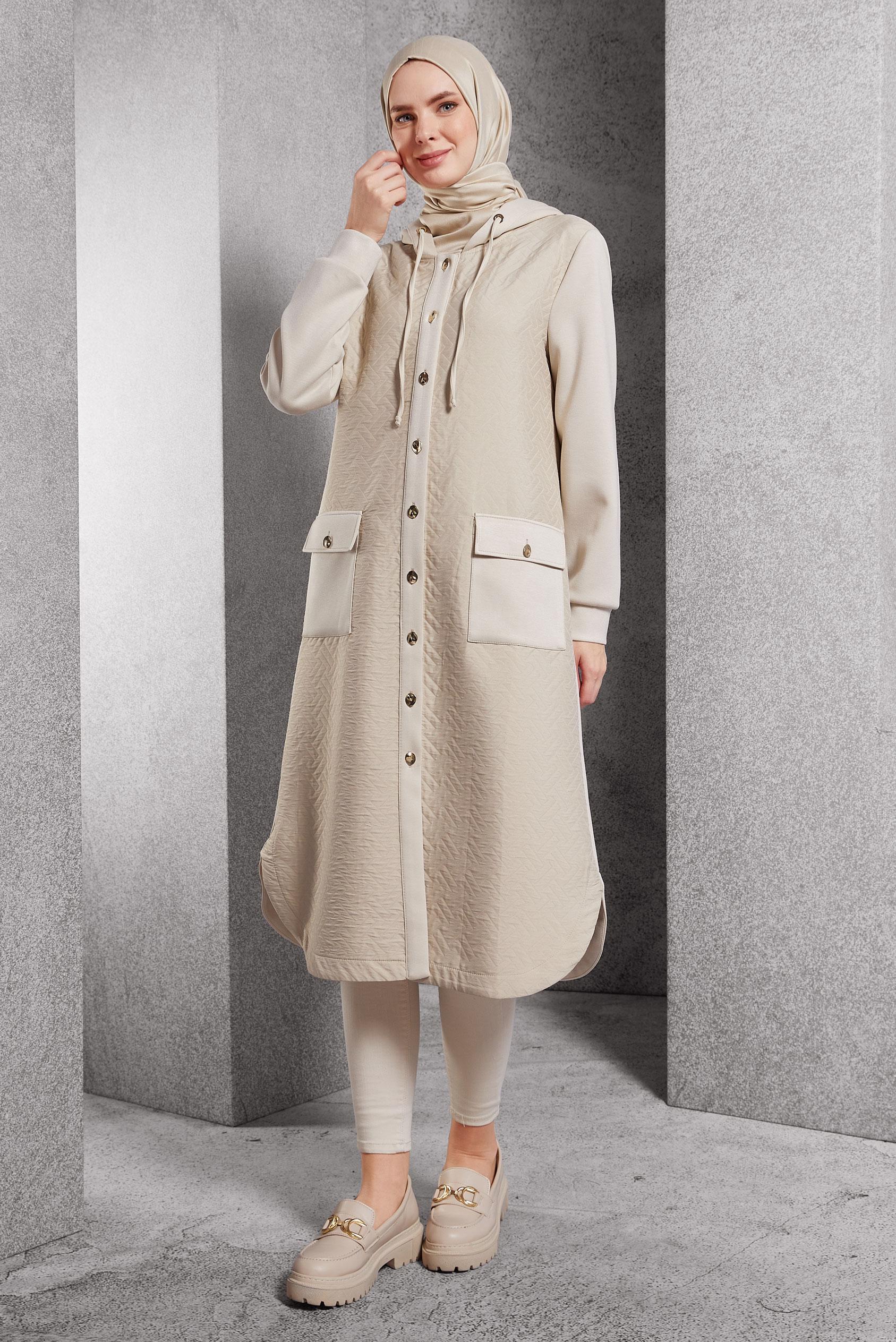 Hijab clothing ECRU HOODED JACKET 45199