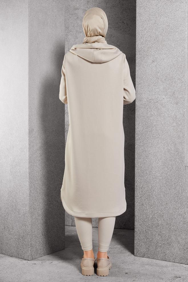 Vêtements hijab ÉCRUE VESTE À CAPUCHE 45199 - ALVİNA