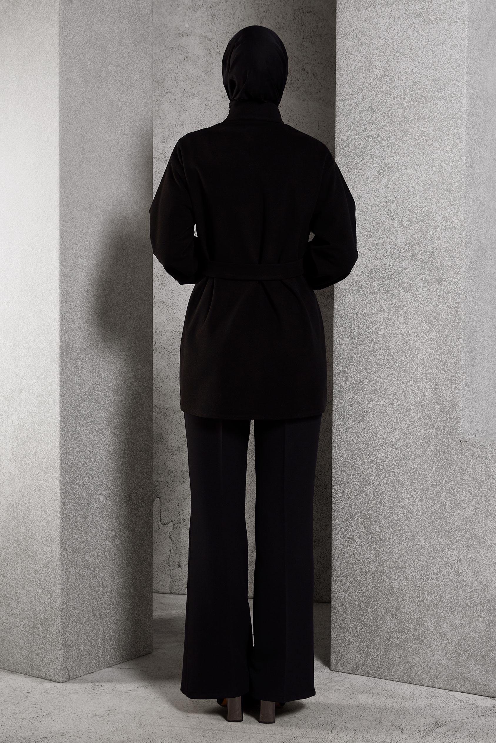 Hijab clothing BLACK BELTED JACKET 45220