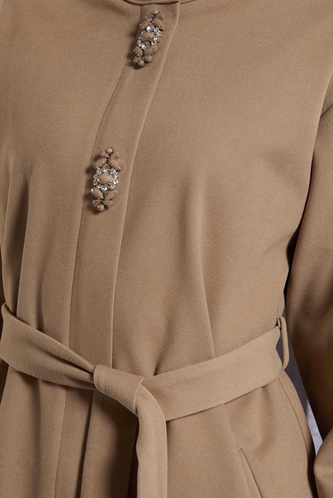 Vêtements hijab BRUN VESTE CEINTURÉE 45220 - ALVİNA