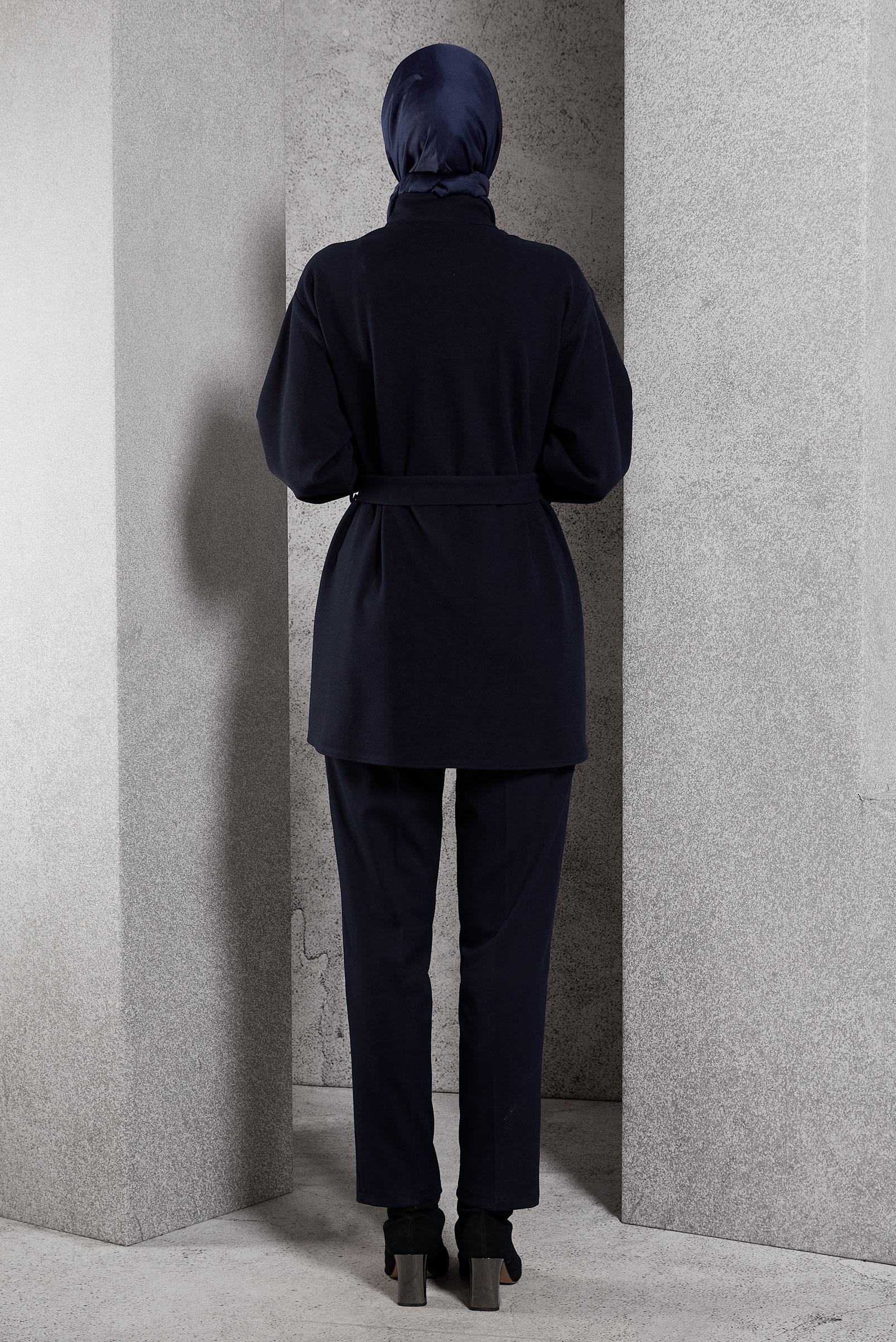 Hijab clothing NAVY BLUE BELTED JACKET 45220