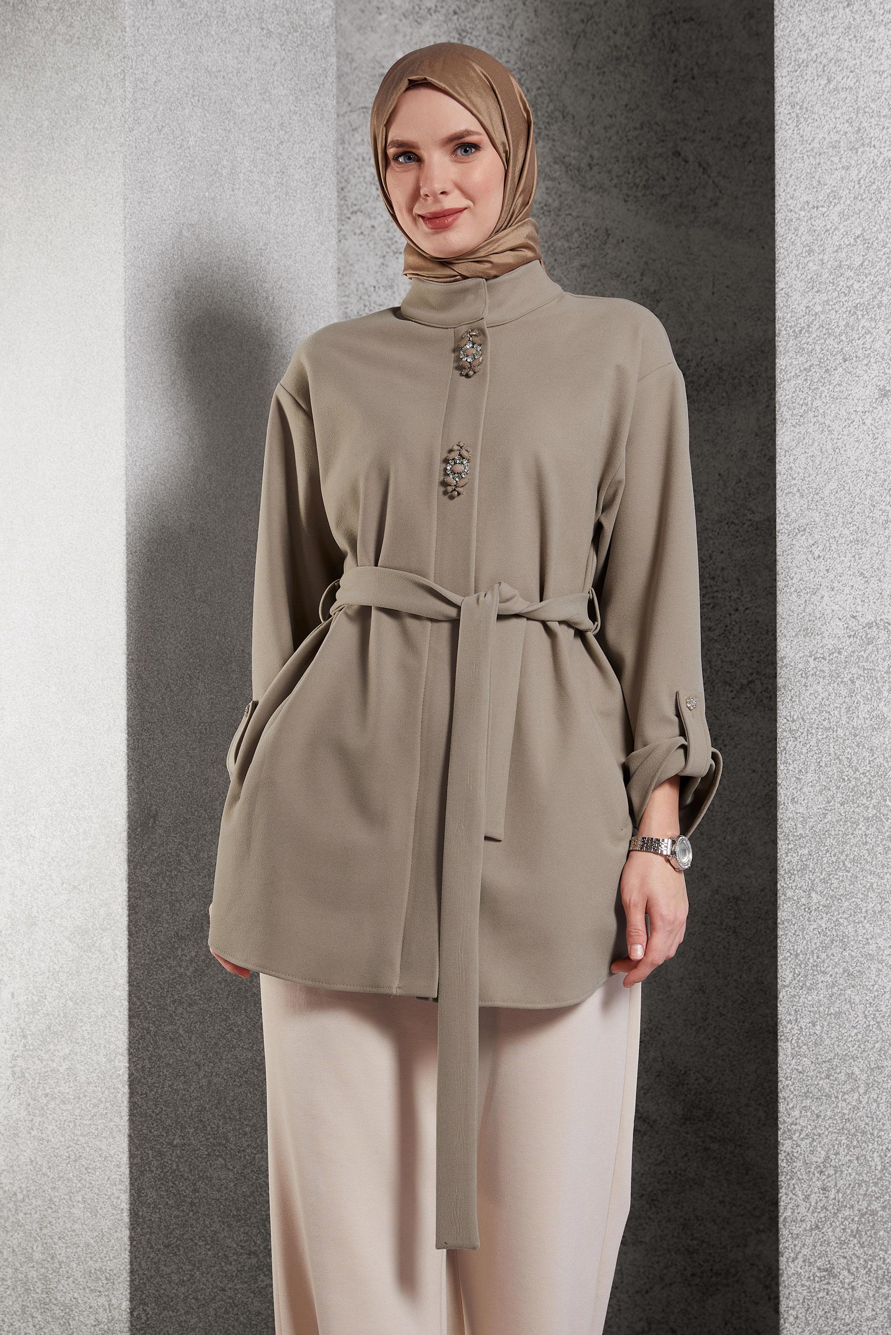 Vêtements hijab VISON VESTE CEINTURÉE 45220