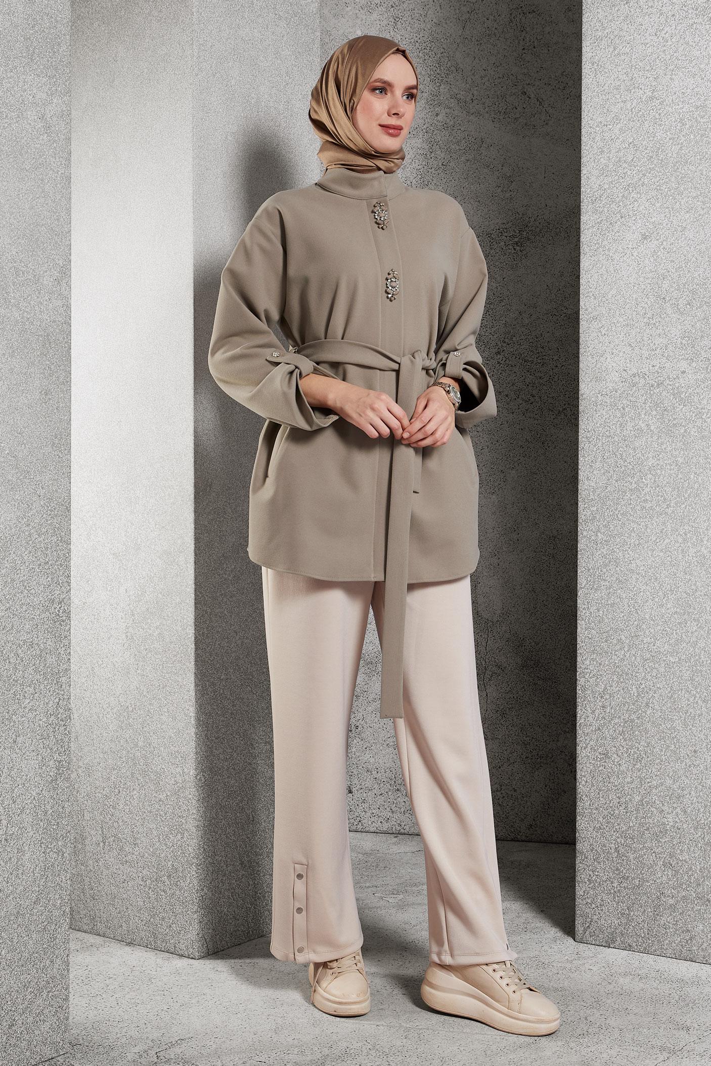 Vêtements hijab VISON VESTE CEINTURÉE 45220