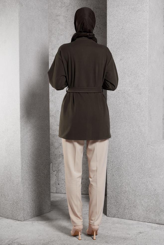 Vêtements hijab VISON VESTE CEINTURÉE 45220 - ALVİNA