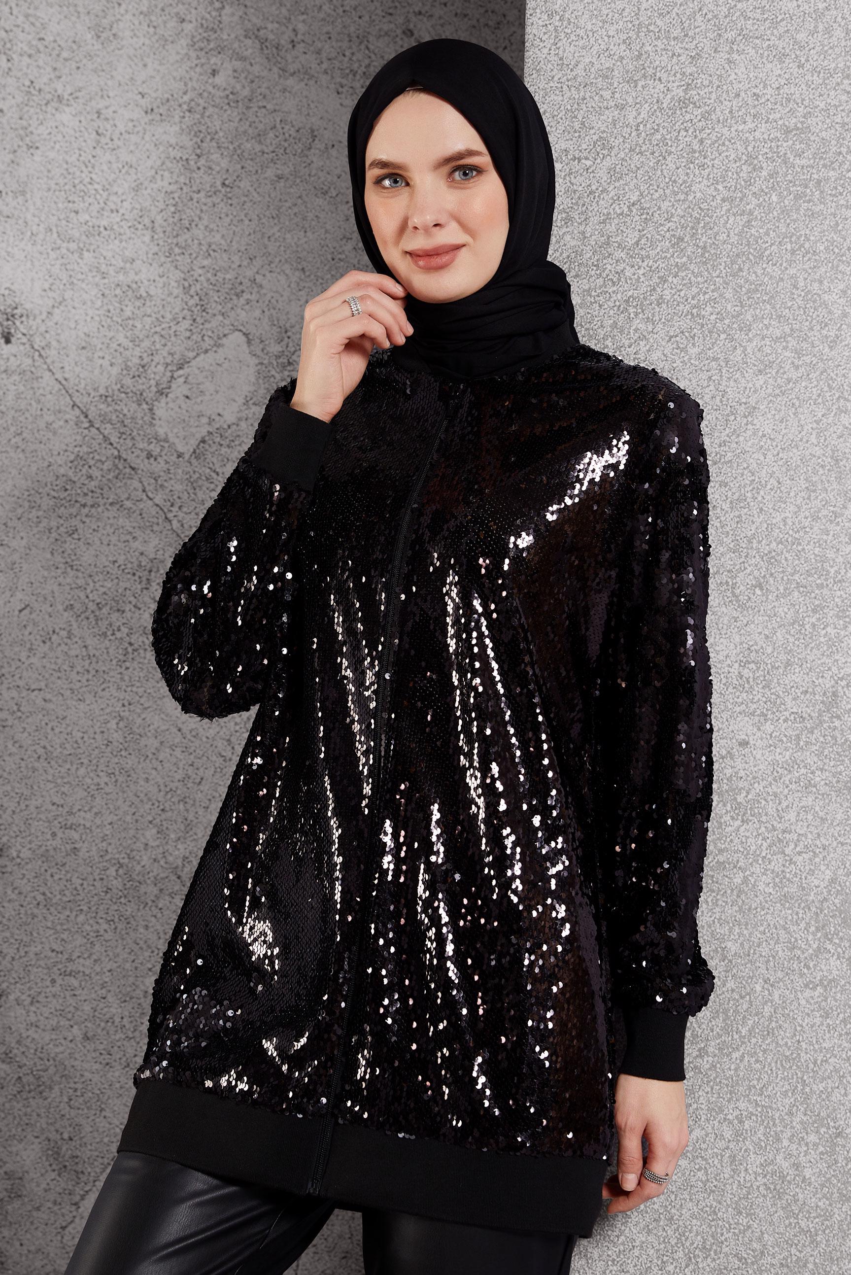 Vêtements hijab NOIR VESTE À PAILLETTES 45221