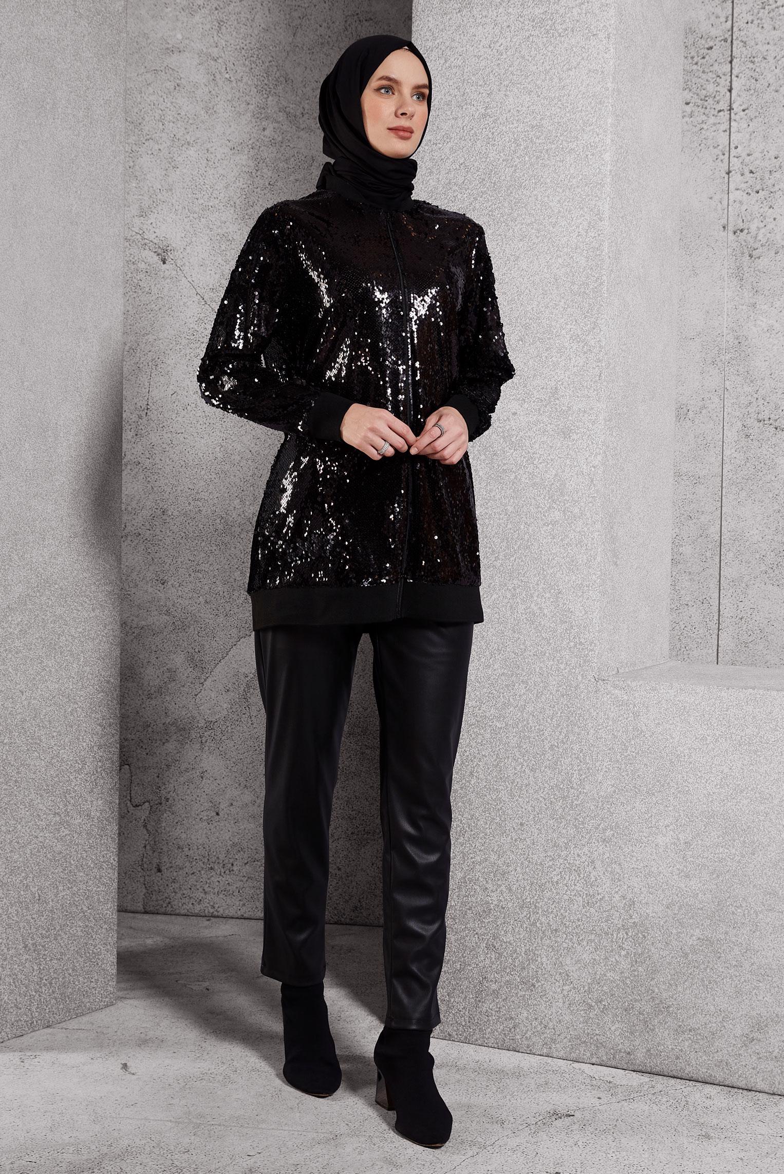 Vêtements hijab NOIR VESTE À PAILLETTES 45221