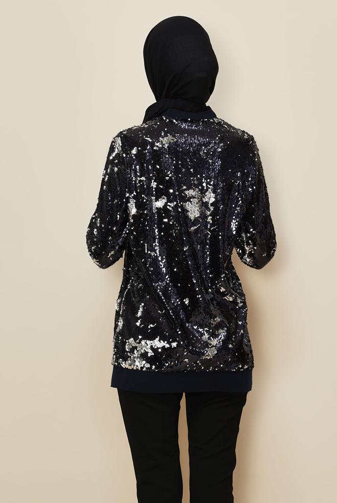 Hijab clothing BLACK SEQUINED JACKET 45221 - ALVİNA