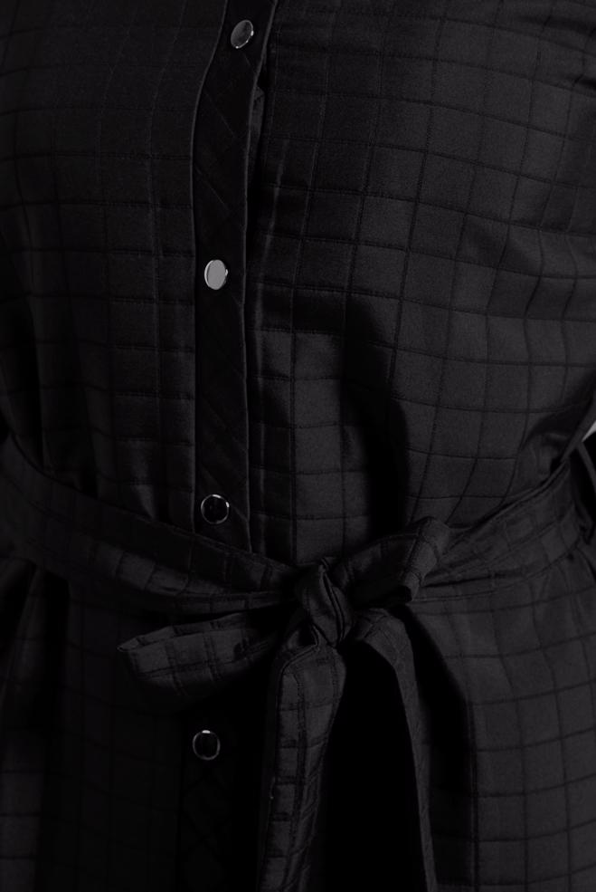 Tesettür giyim SİYAH KUŞAKLI KAPİTONE GİY ÇIK 45228 - ALVİNA