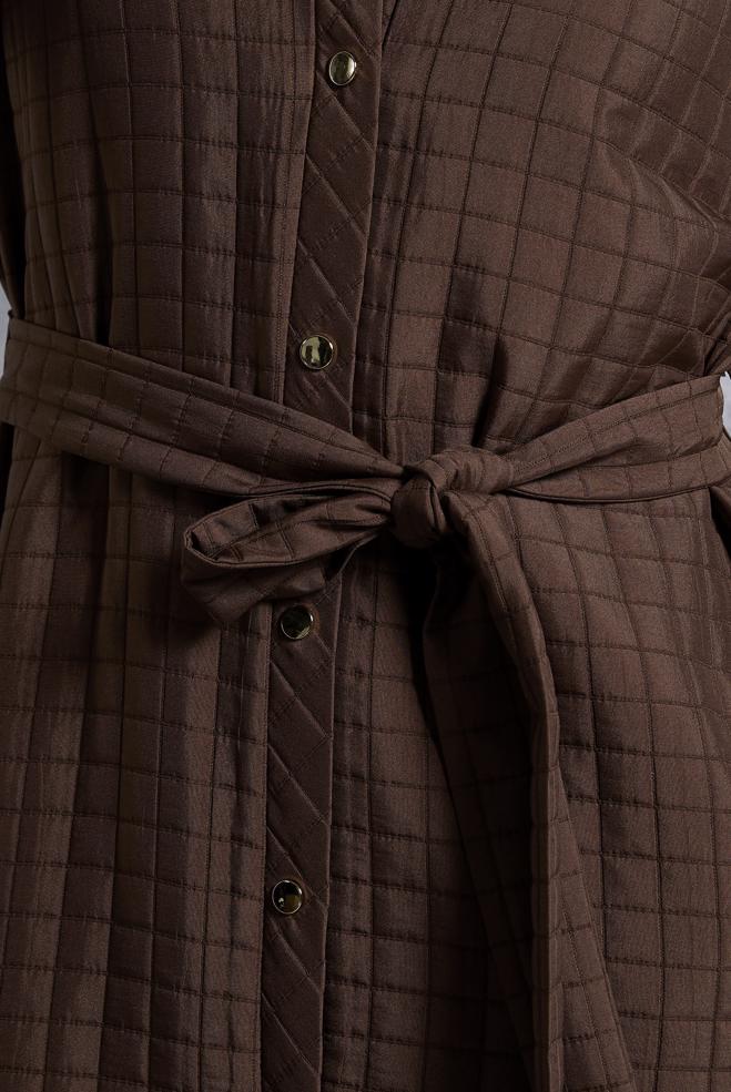 Tesettür giyim KAHVE KUŞAKLI KAPİTONE GİY ÇIK 45228 - ALVİNA