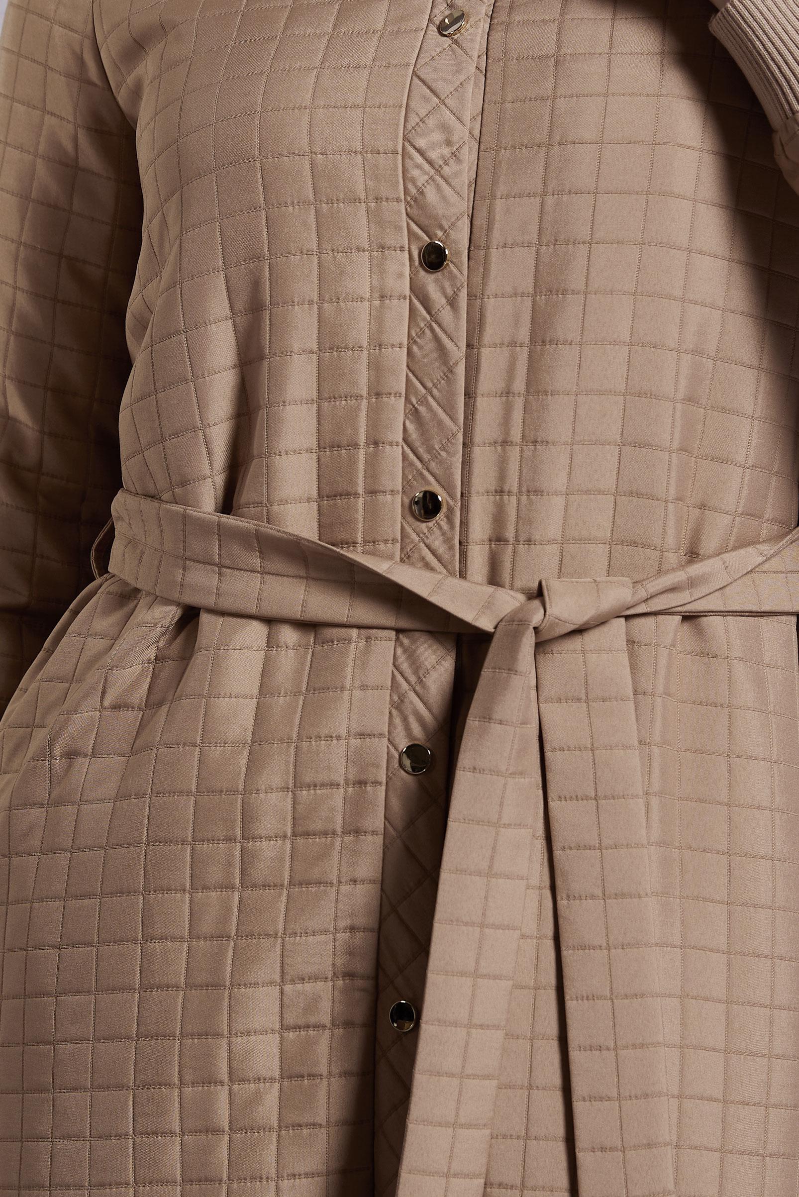 Hijab clothing BROWN BELTED QUILTED JACKET 45228