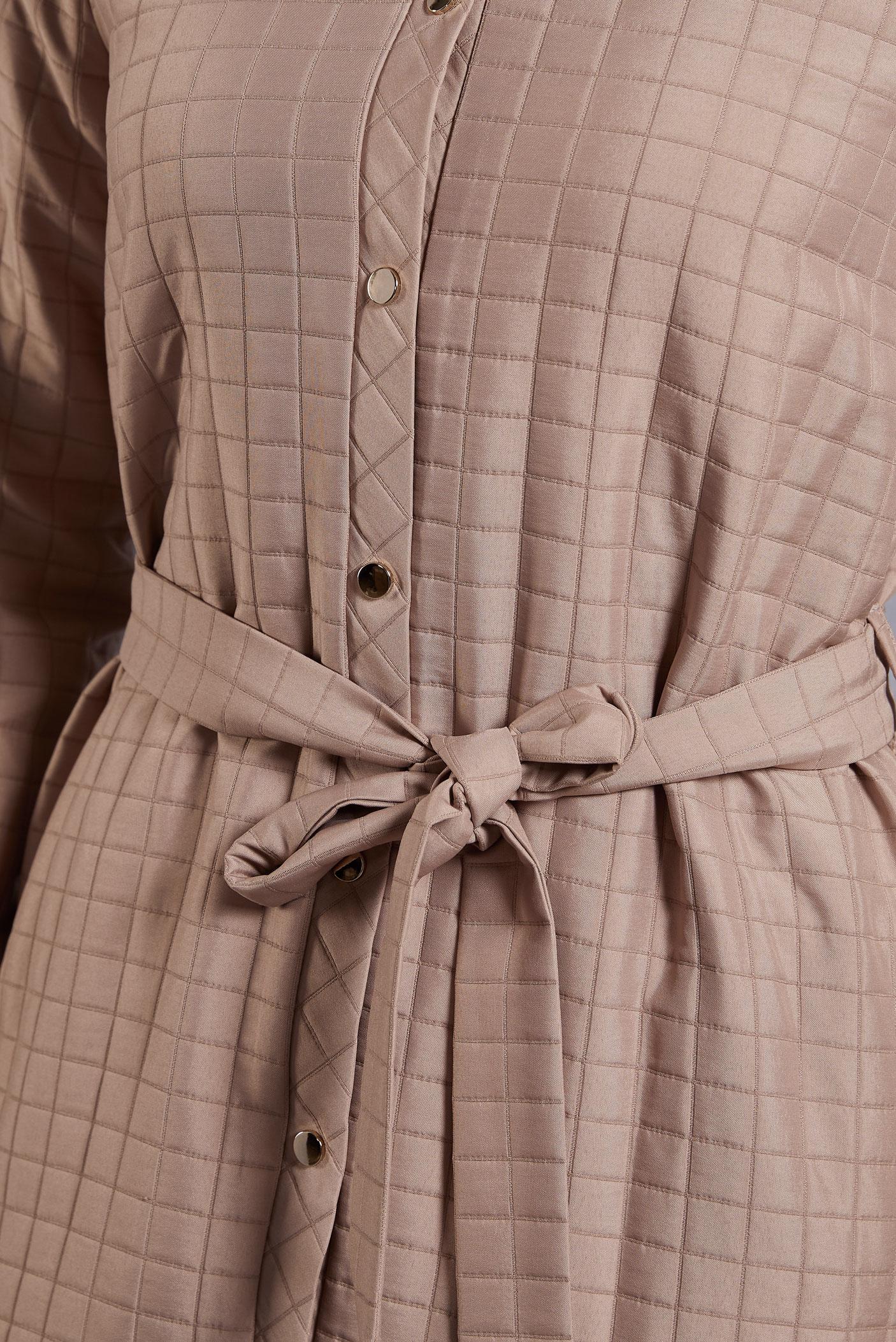 Tesettür giyim KAHVE KUŞAKLI KAPİTONE GİY ÇIK 45228