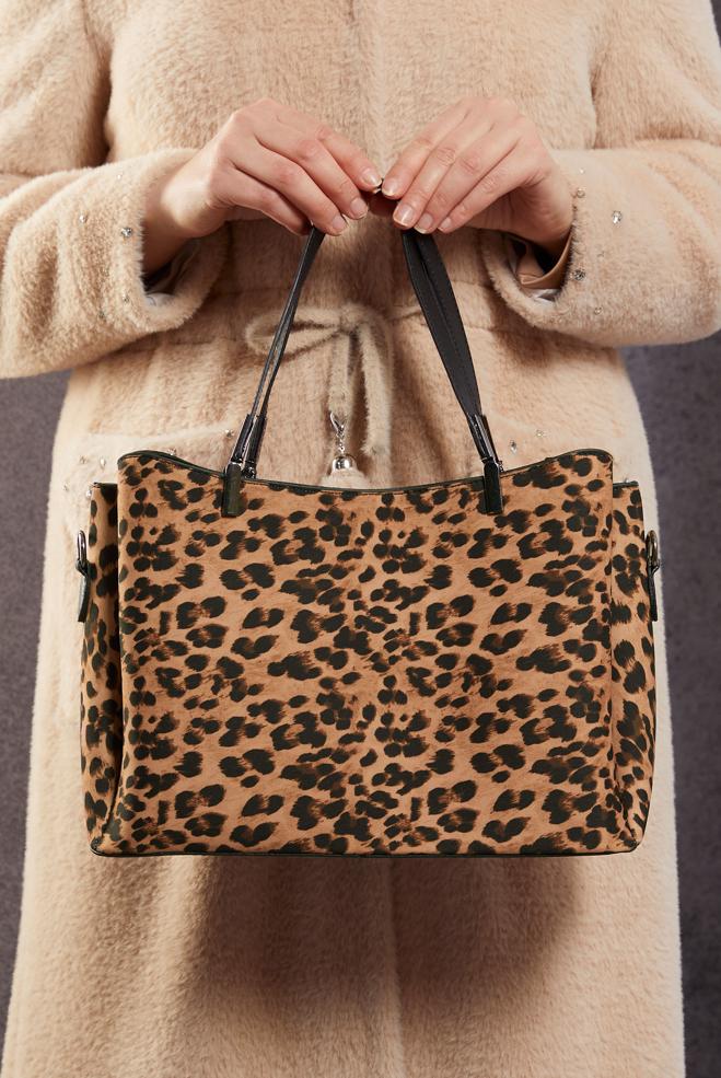 Tesettür giyim KAHVE ALVİNA LEOPAR DESENLİ ÇANTA 2140 - ALVİNA