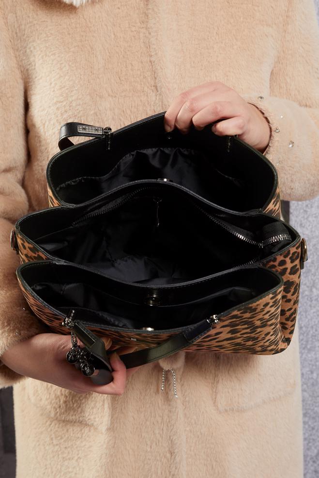 Tesettür giyim KAHVE ALVİNA LEOPAR DESENLİ ÇANTA 2140 - ALVİNA