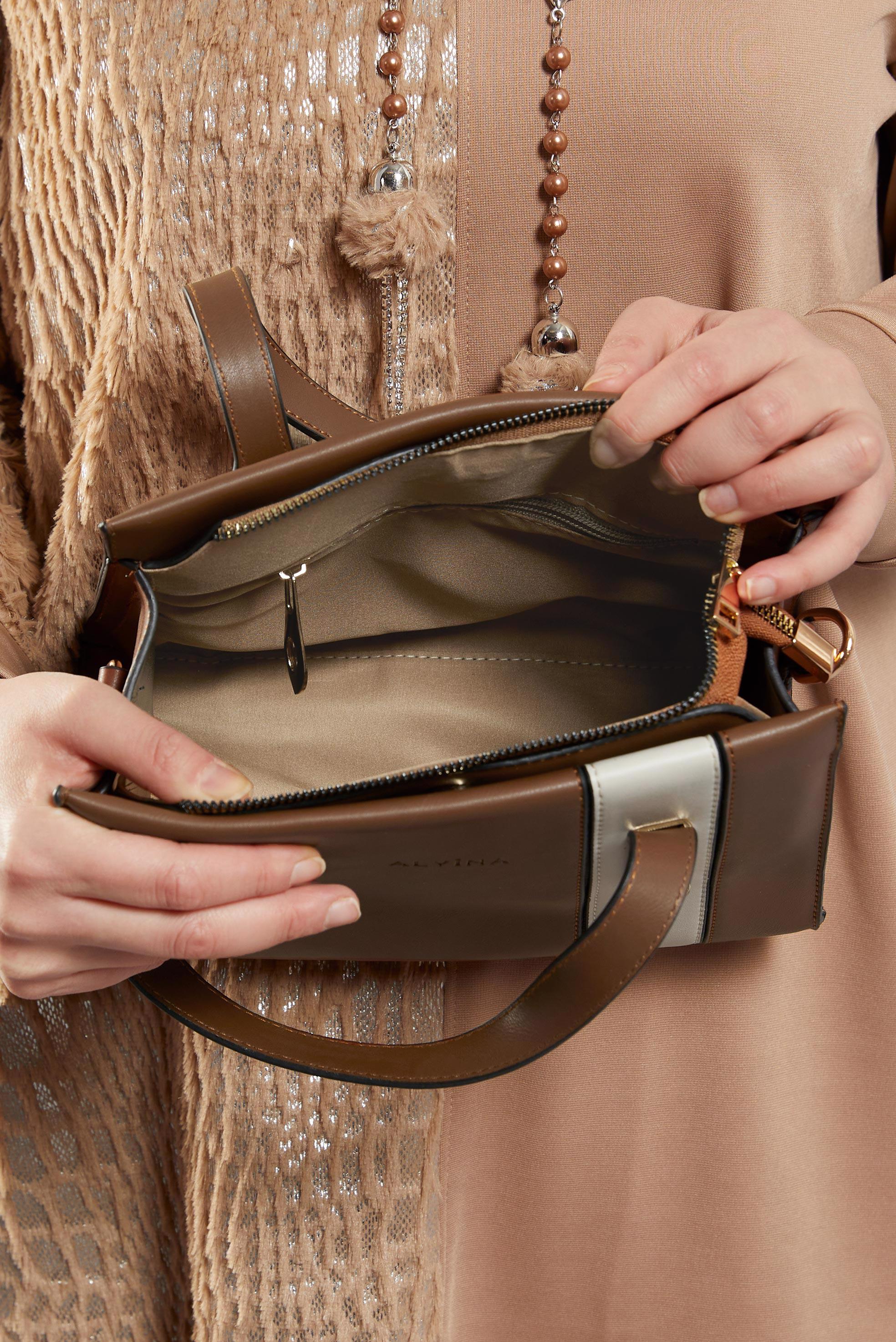 Tesettür giyim TABA ALVİNA ÇANTA 2518