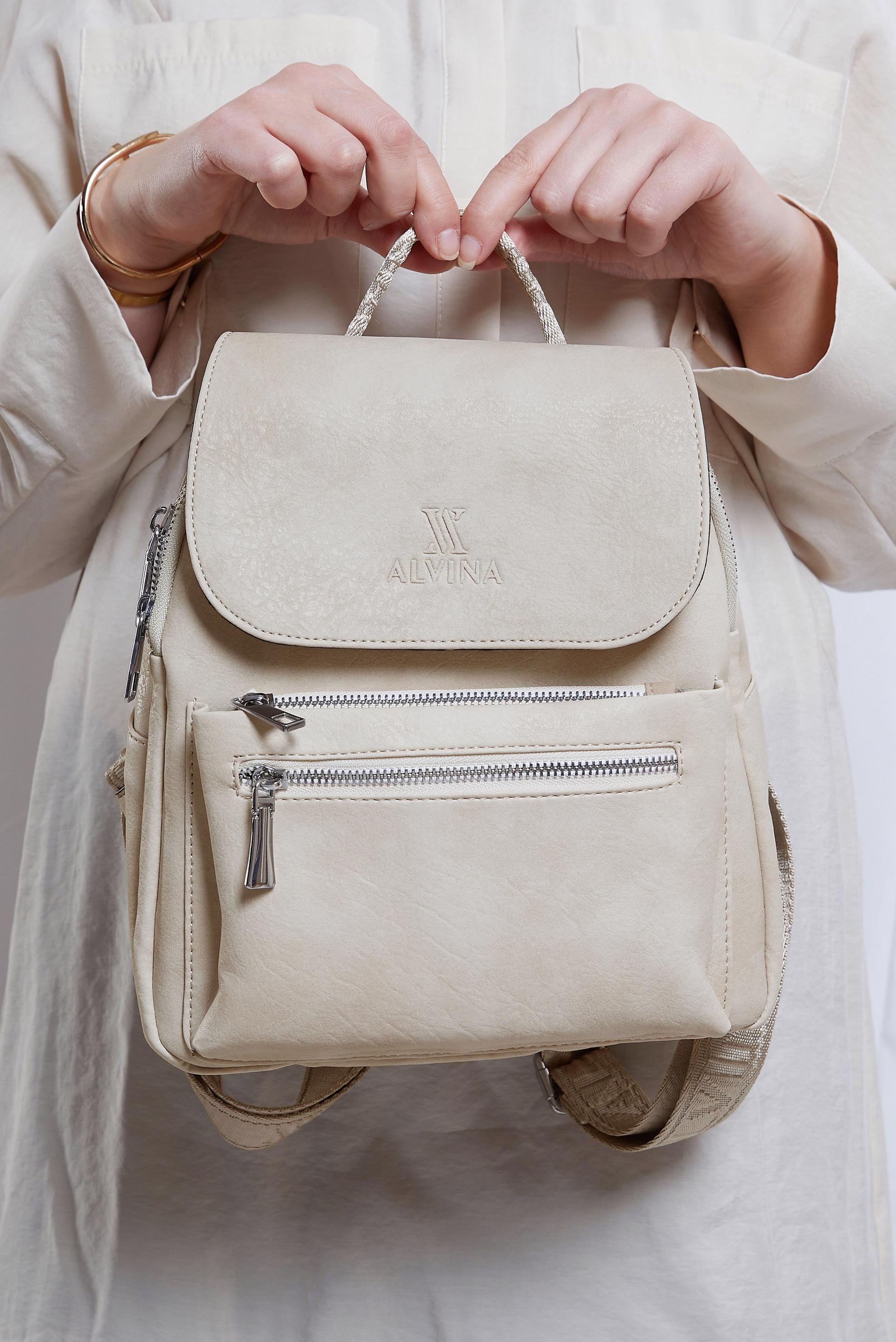 Tesettür giyim BEJ ALVİNA SIRT ÇANTASI 9028