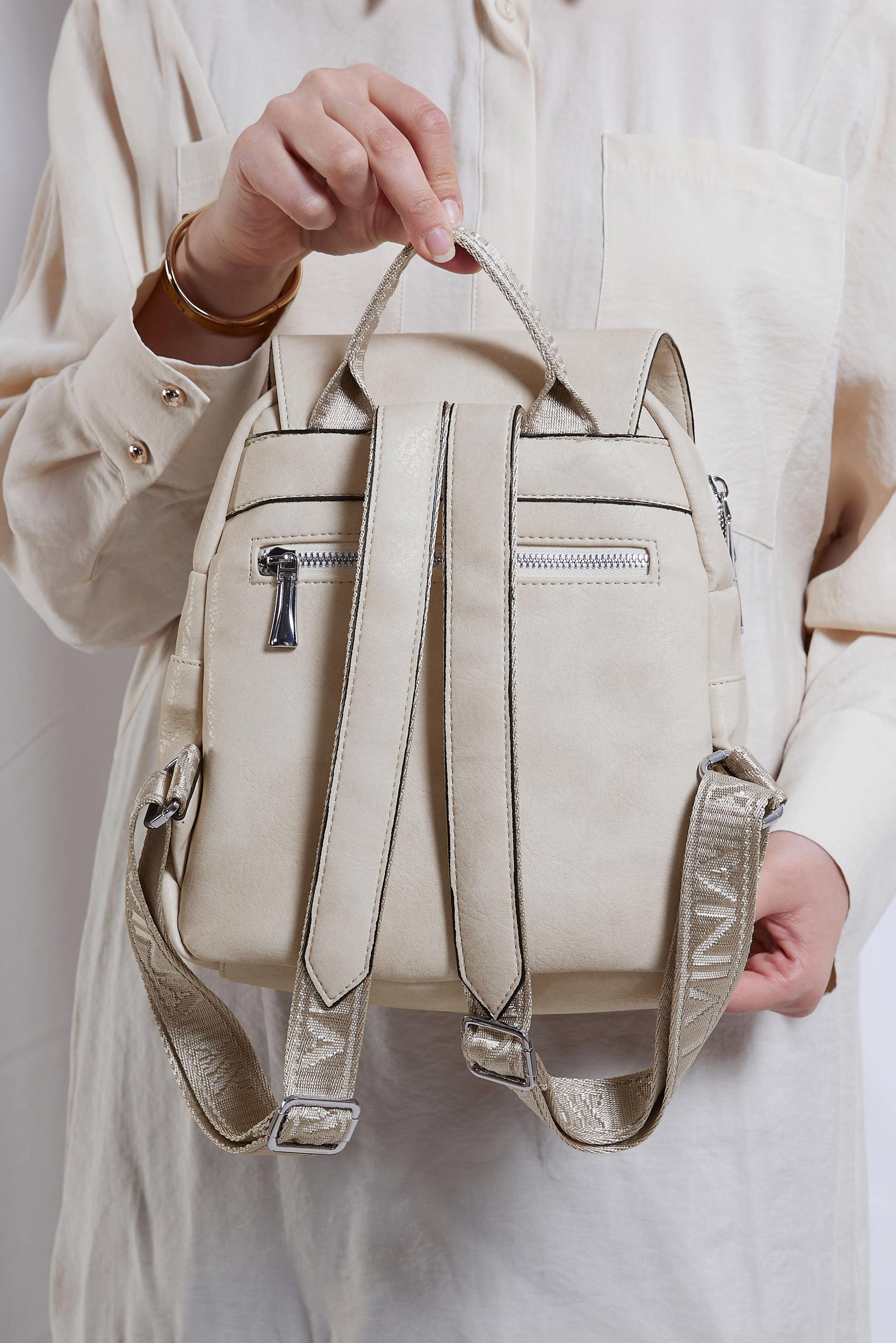 Tesettür giyim BEJ ALVİNA SIRT ÇANTASI 9028