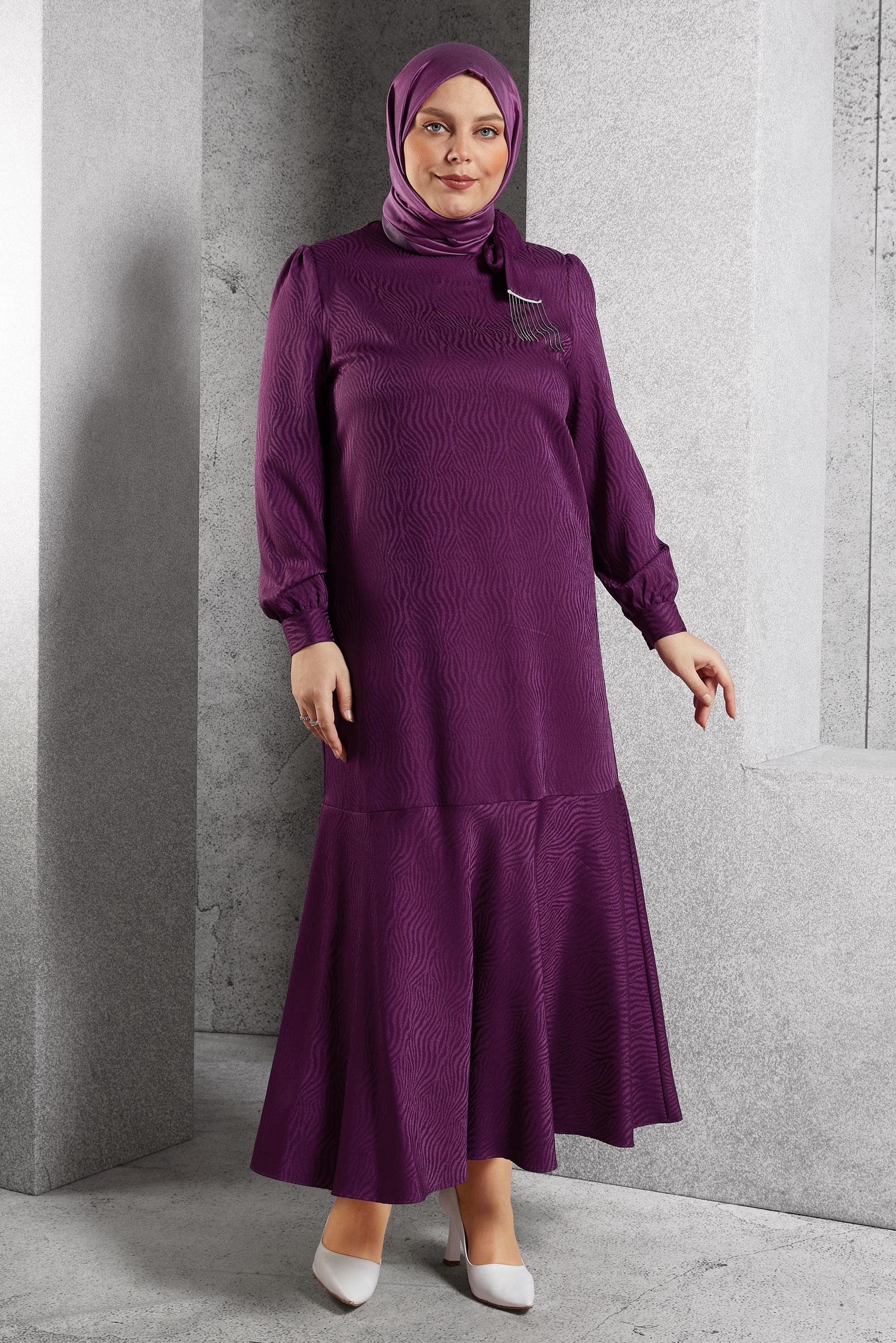 Vêtements hijab PRUNE ROBE JACQUARD SATINÉE 20624
