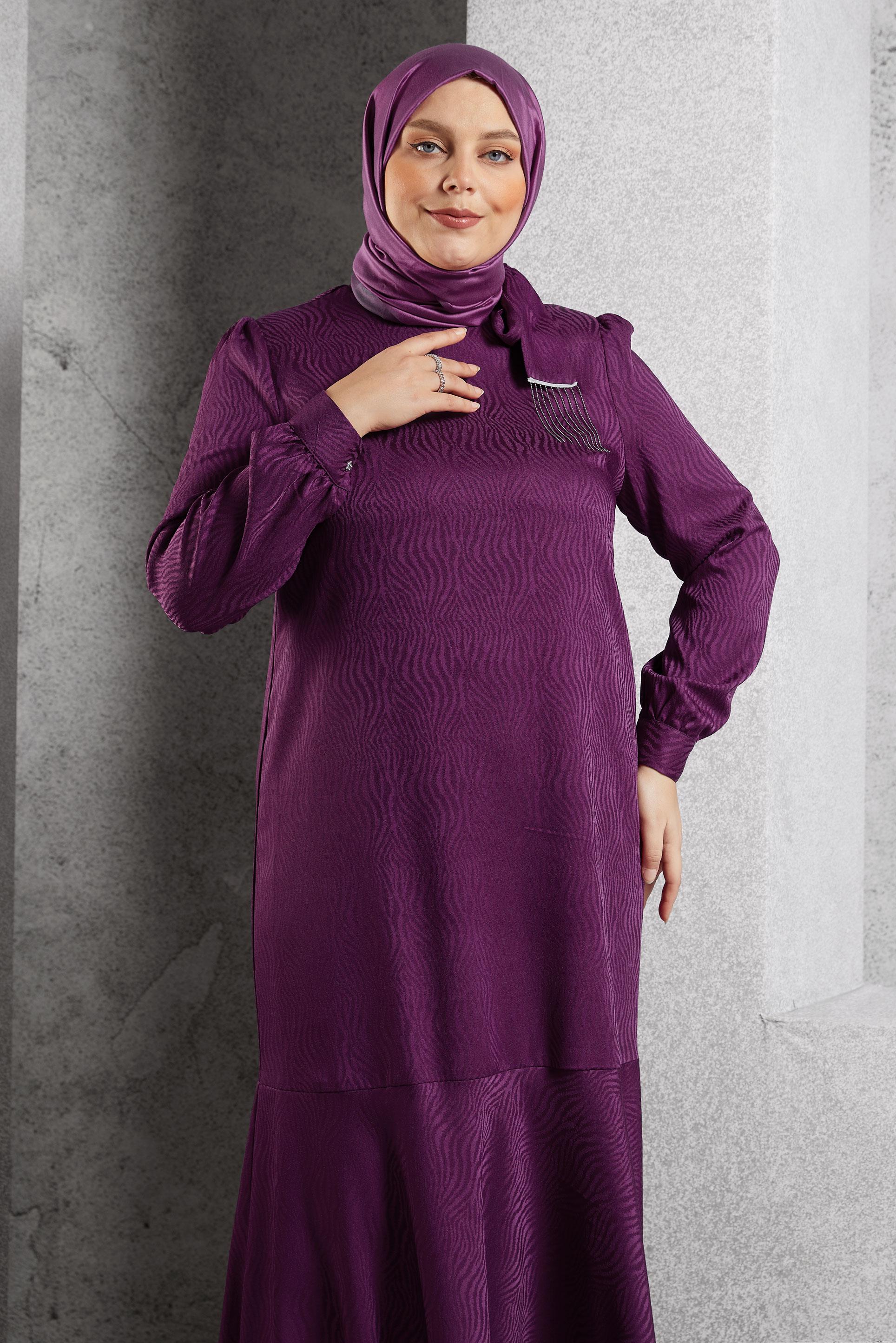 Vêtements hijab PRUNE ROBE JACQUARD SATINÉE 20624