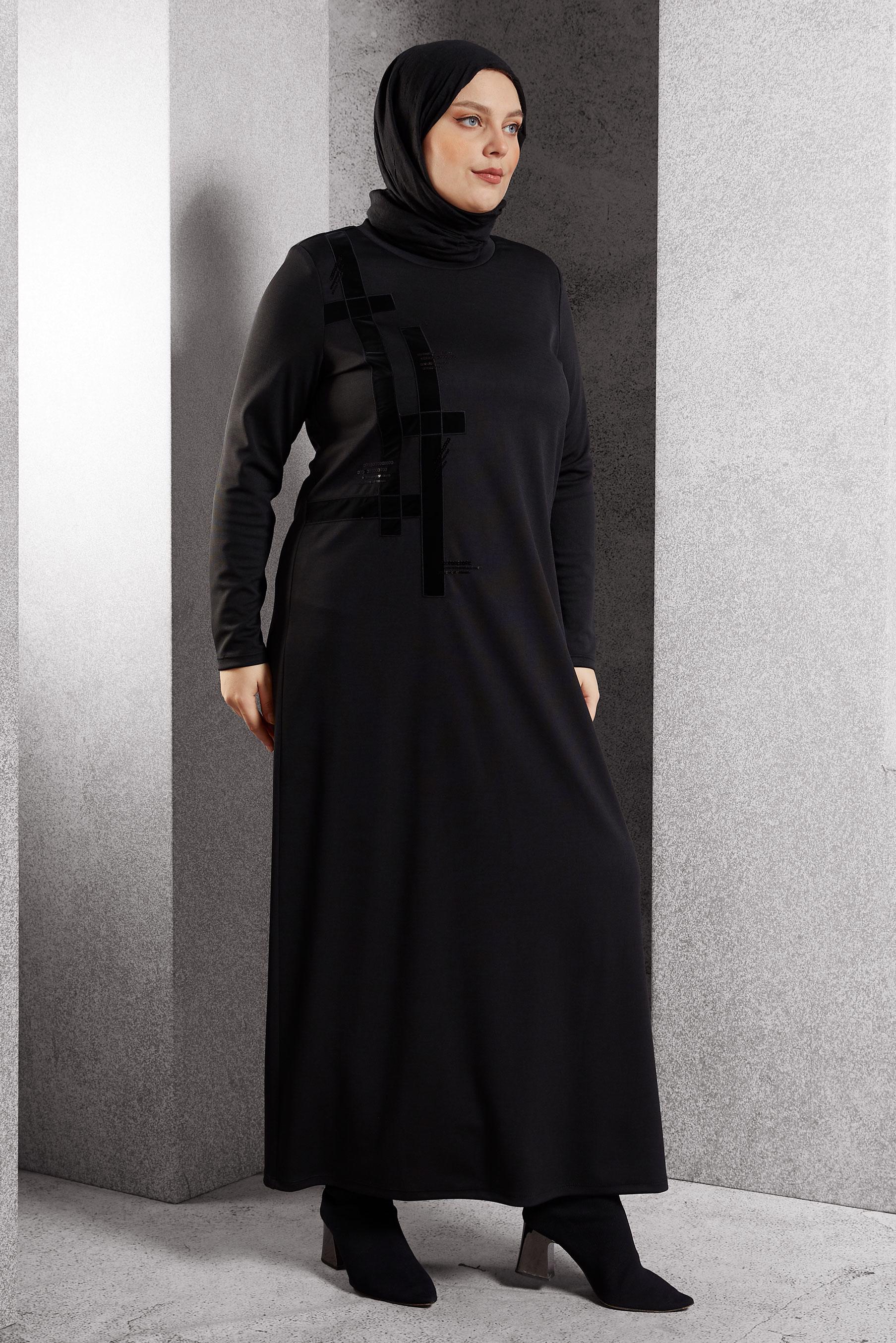 Hijab clothing BLACK STRIPED DRESS 20633