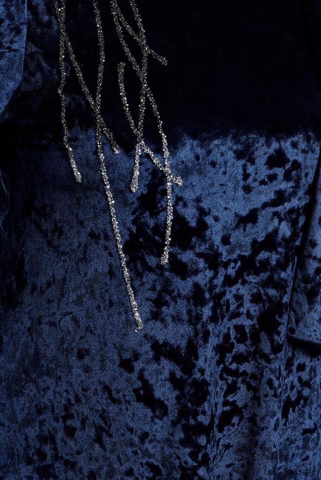 Hijab clothing NAVY BLUE PLUS SIZE VELVET DRESS 20644 - ALVİNA