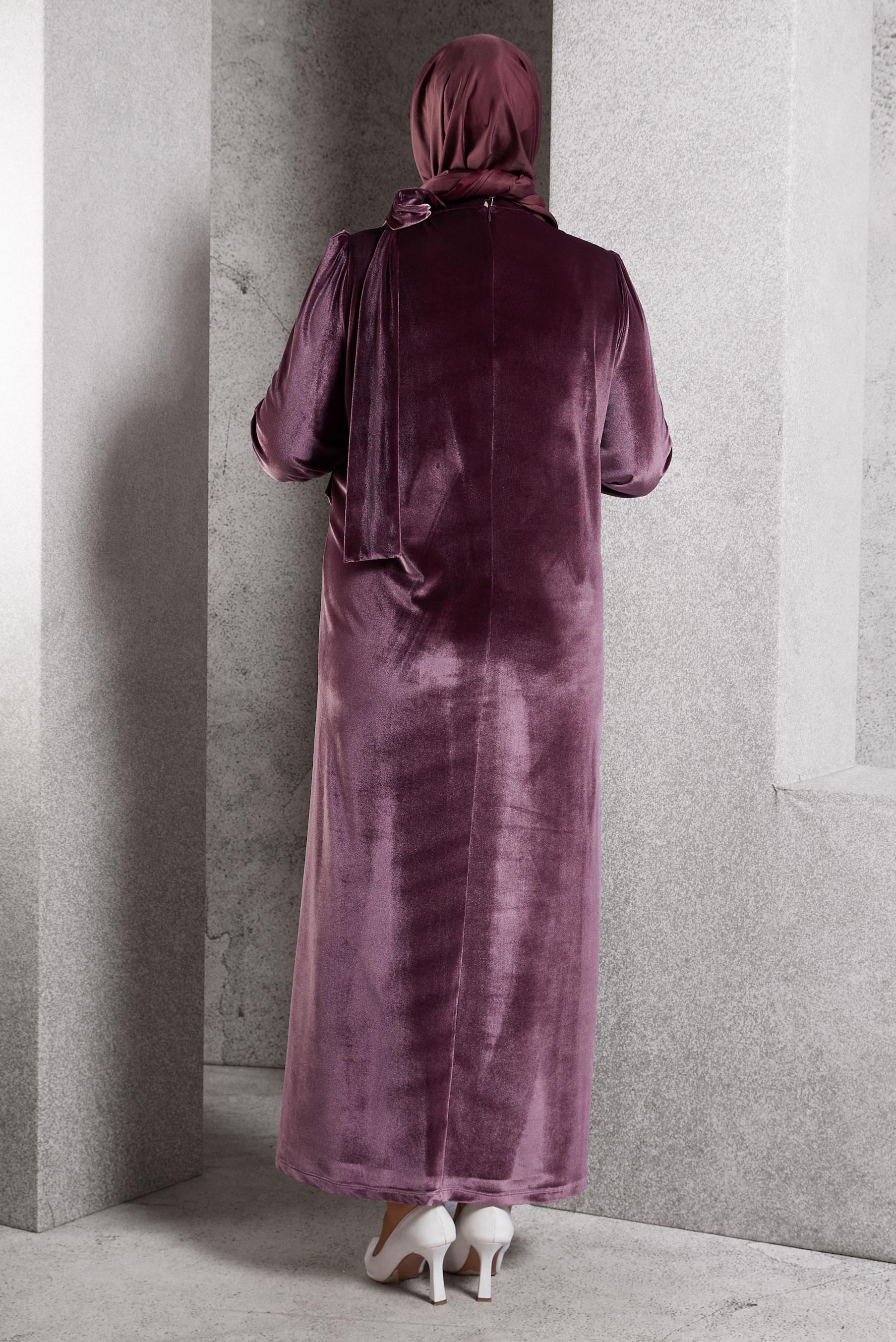 Hijab clothing PINK PLUS SIZE VELVET DRESS 20644