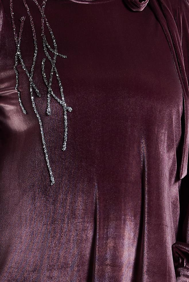 Hijab clothing PINK PLUS SIZE VELVET DRESS 20644 - ALVİNA