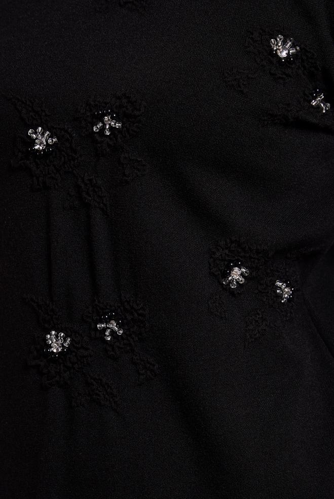 Vêtements hijab NOIR ROBE EN MAILLE AVEC DÉTAIL DE GEMMES 44915 - ALVİNA