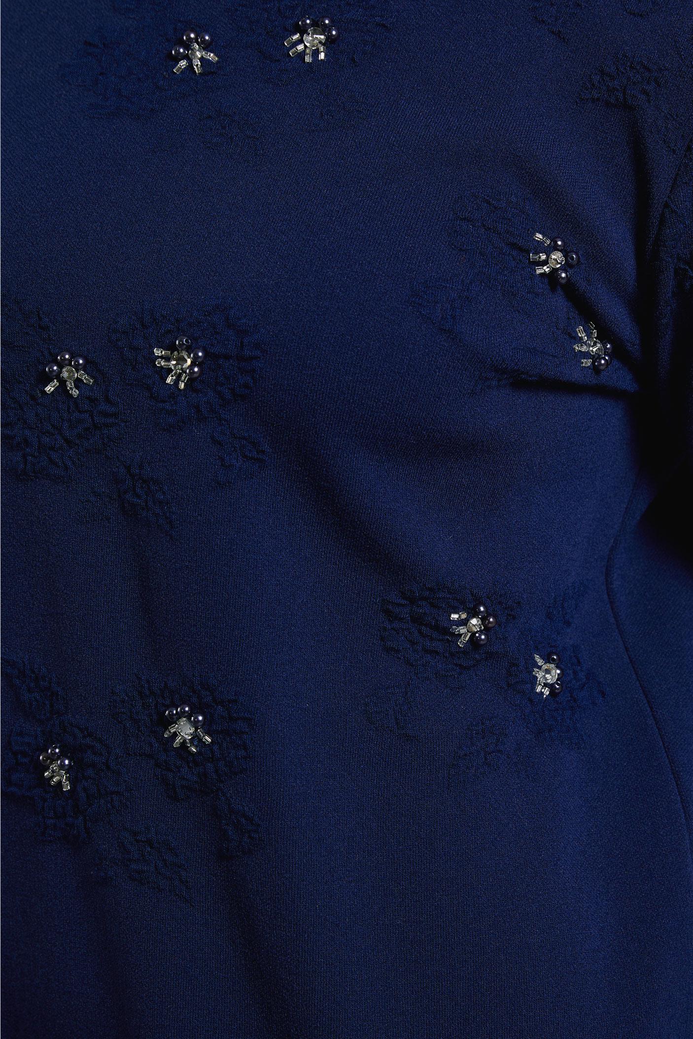 Tesettür giyim LACİVERT TAŞ DETAYLI TRİKO ELBİSE 44915