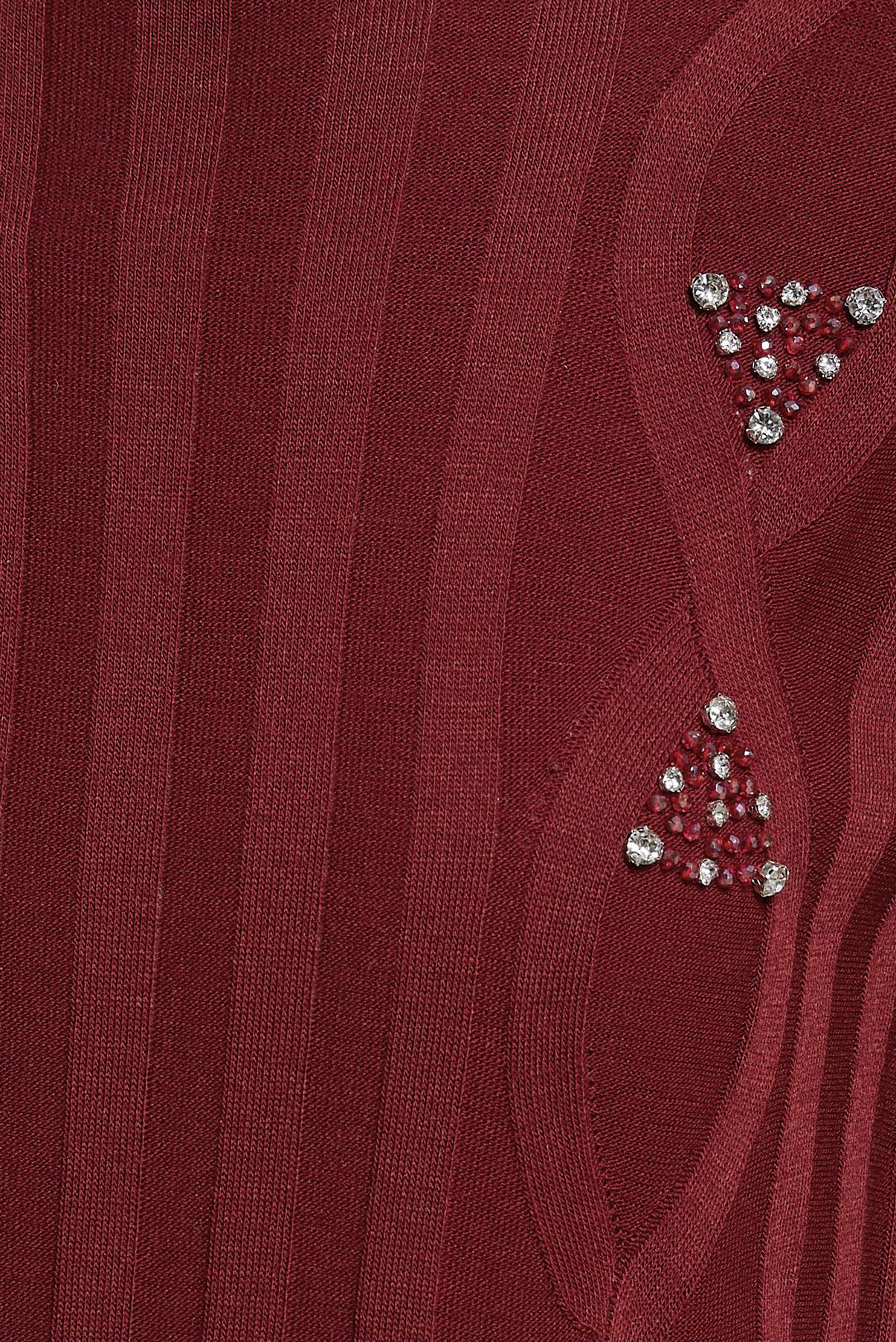 Vêtements hijab ROUGE BORDEAUX ROBE EN TRICOT BRODÉE DE PIERRES PRÉCIEUSES 44917