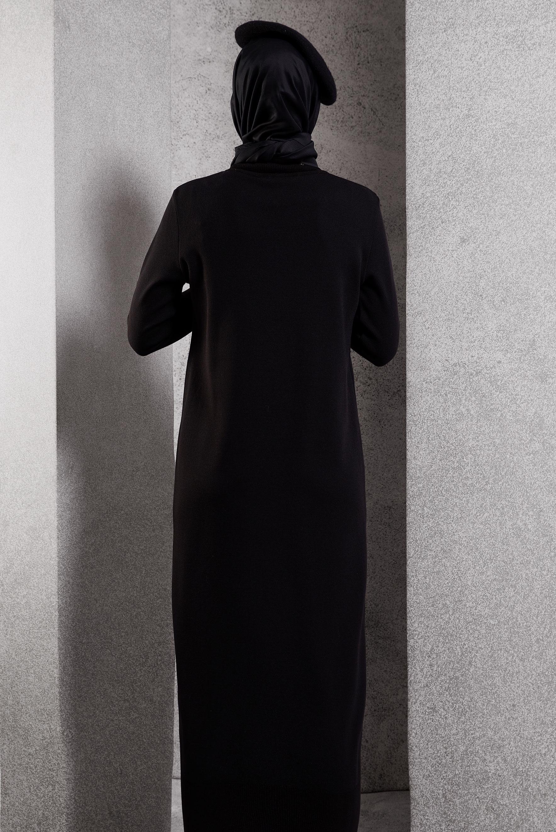 Tesettür giyim SİYAH TRİKO ELBİSE 44922